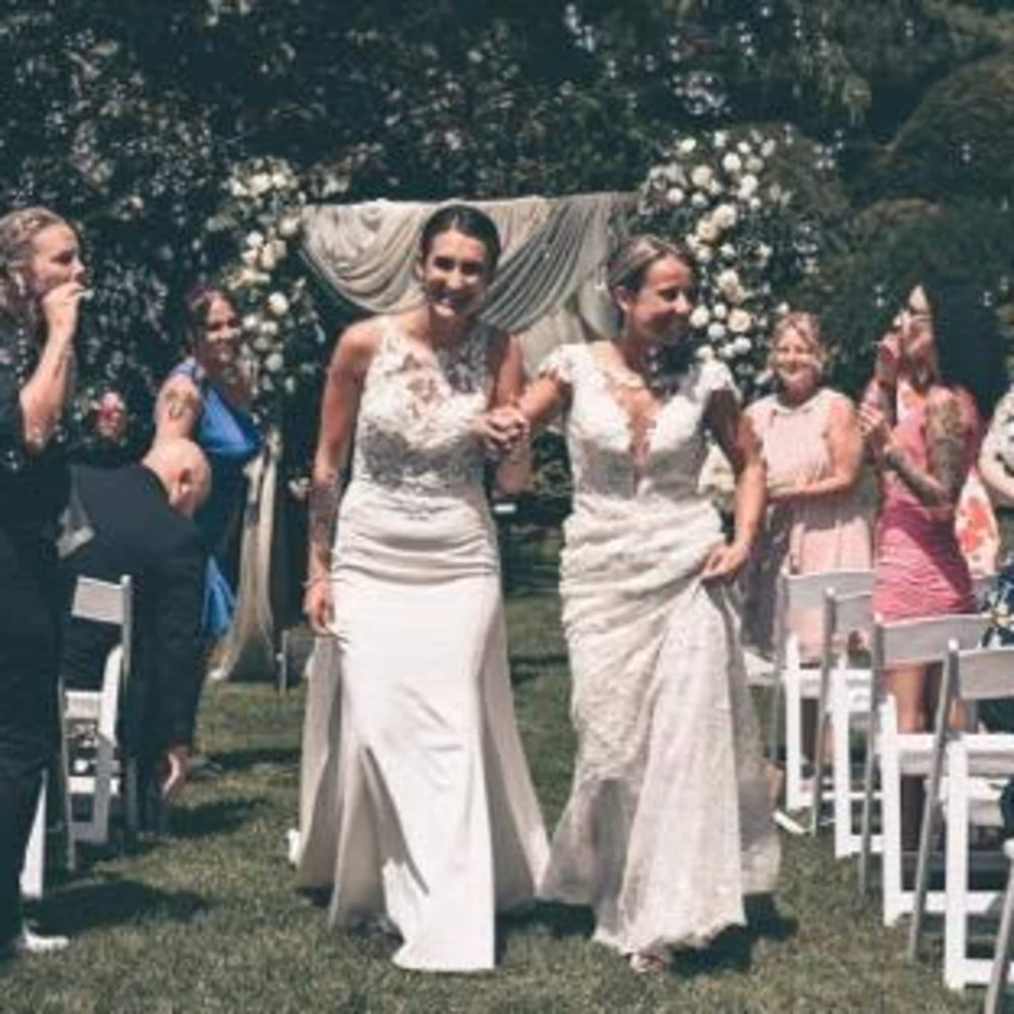 Classical white flowers 2 swags wedding ceremony arch