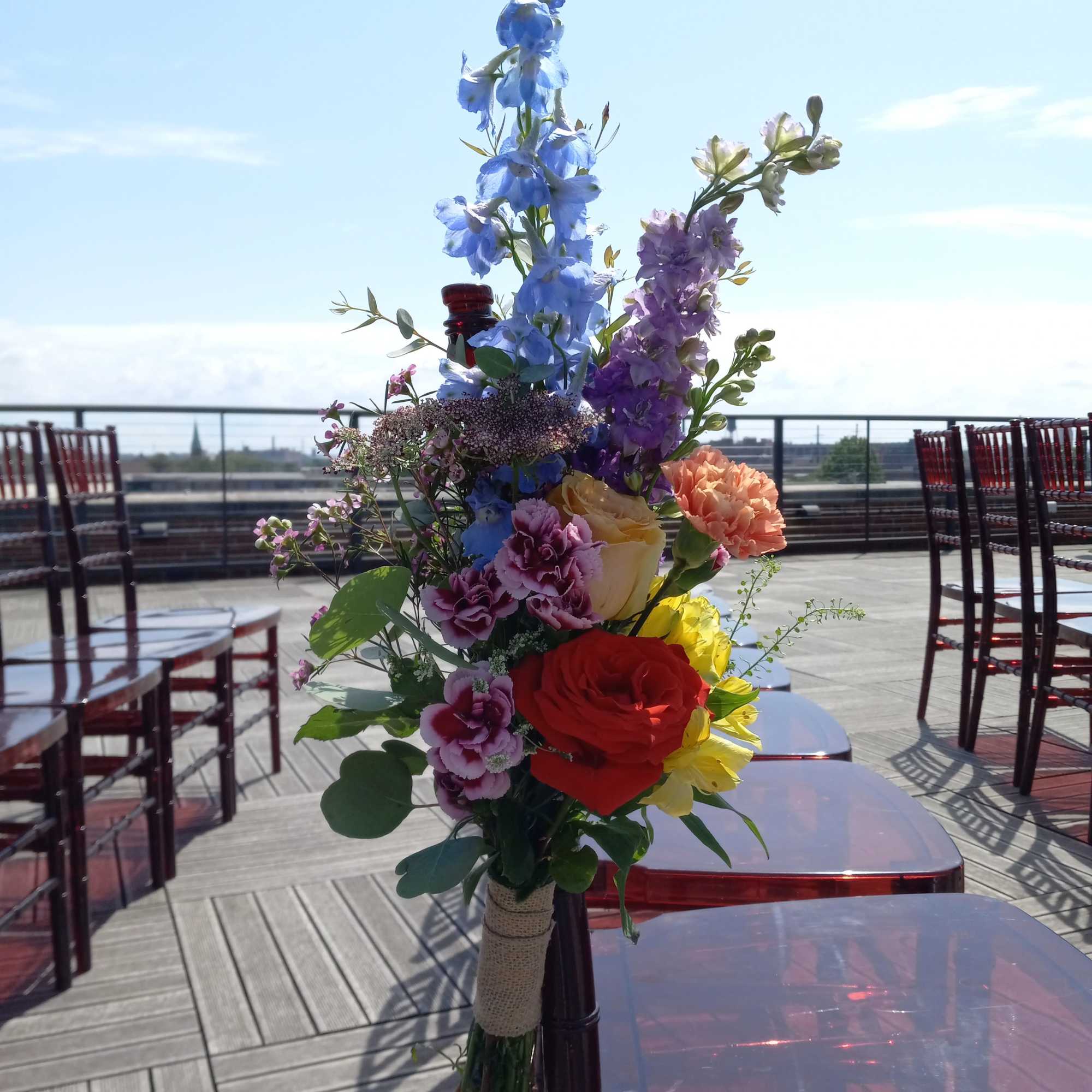 Beautiful small pew chair bouquets 