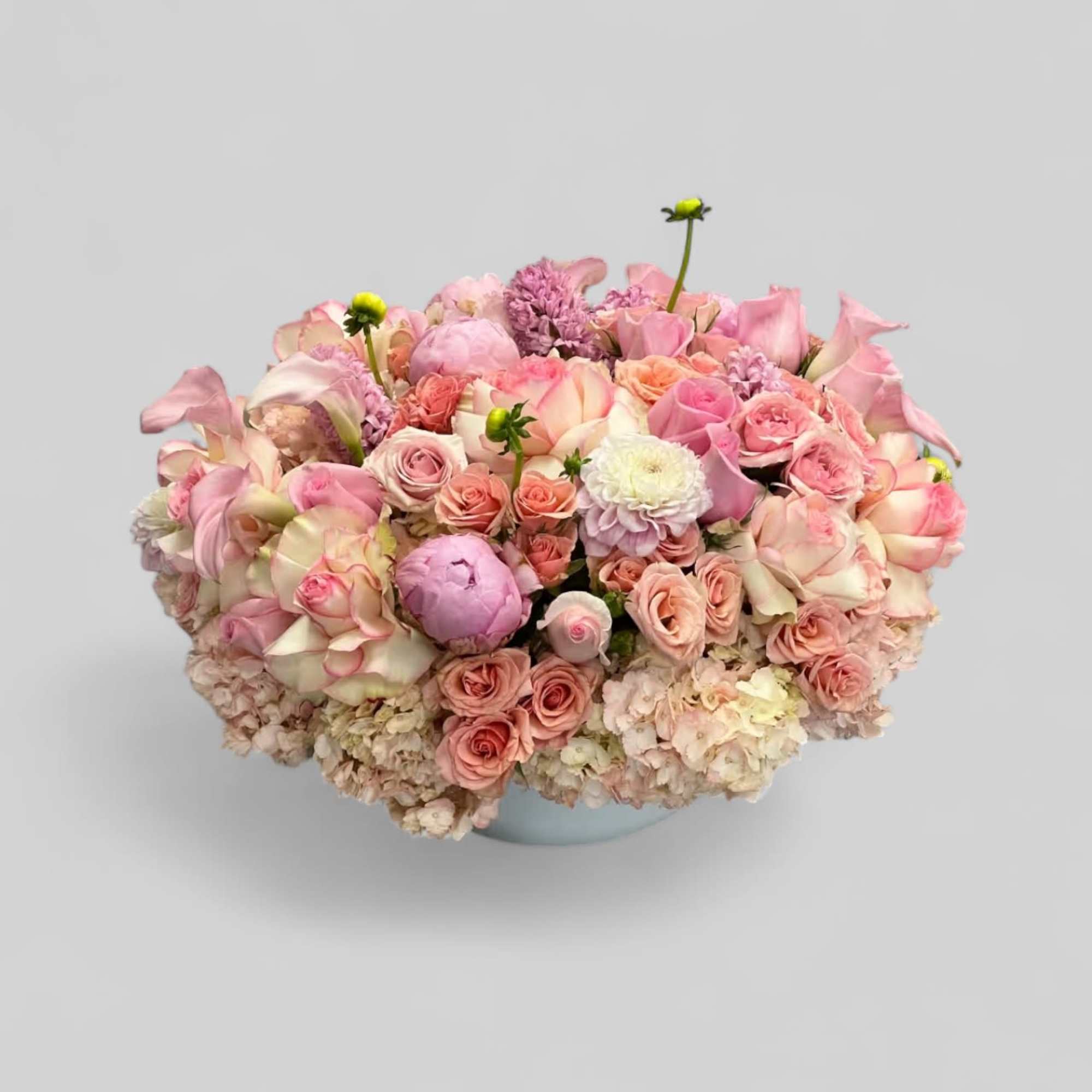 A beautiful arrangement of peonies, dahlias, roses, and more!