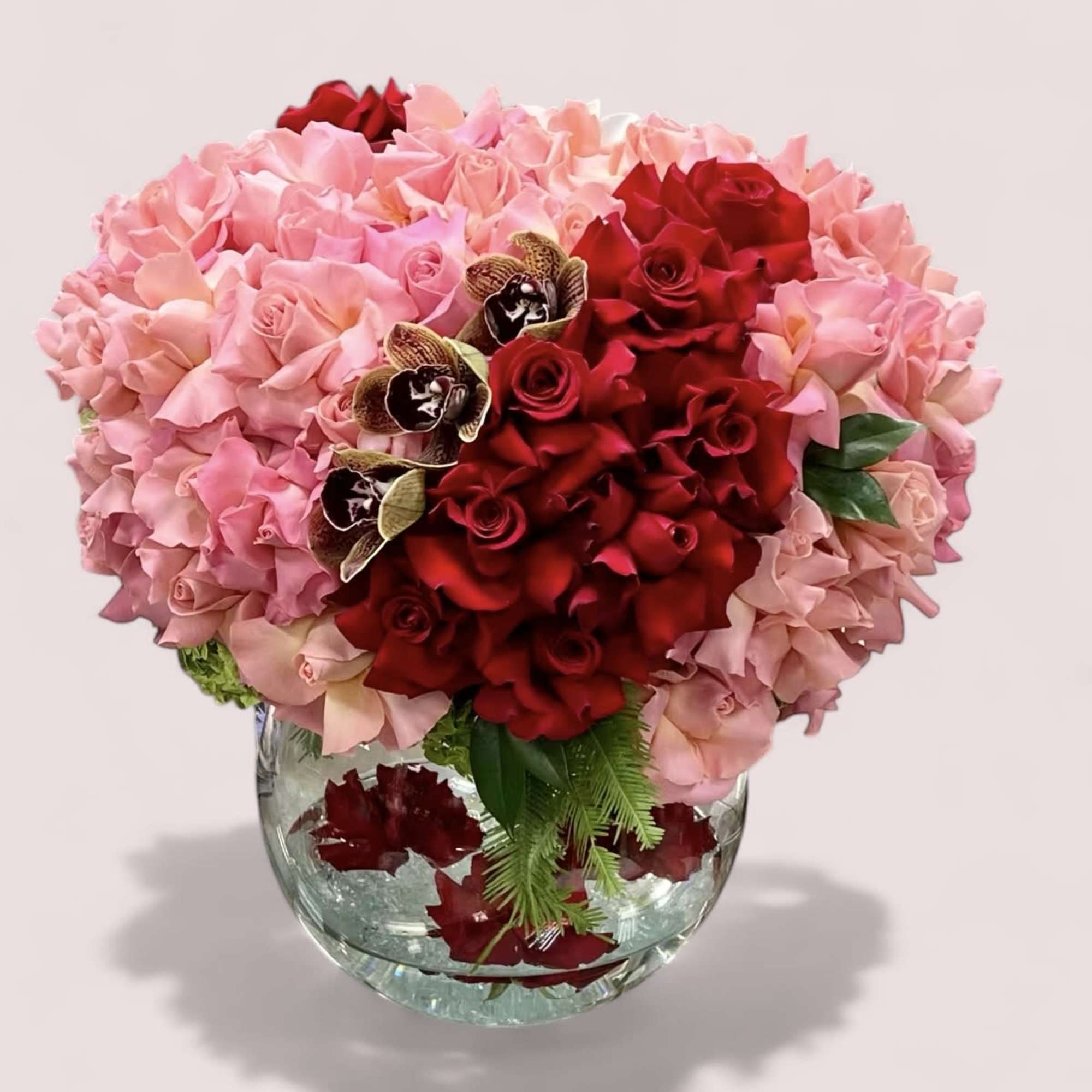 Beautiful pink roses and red roses 