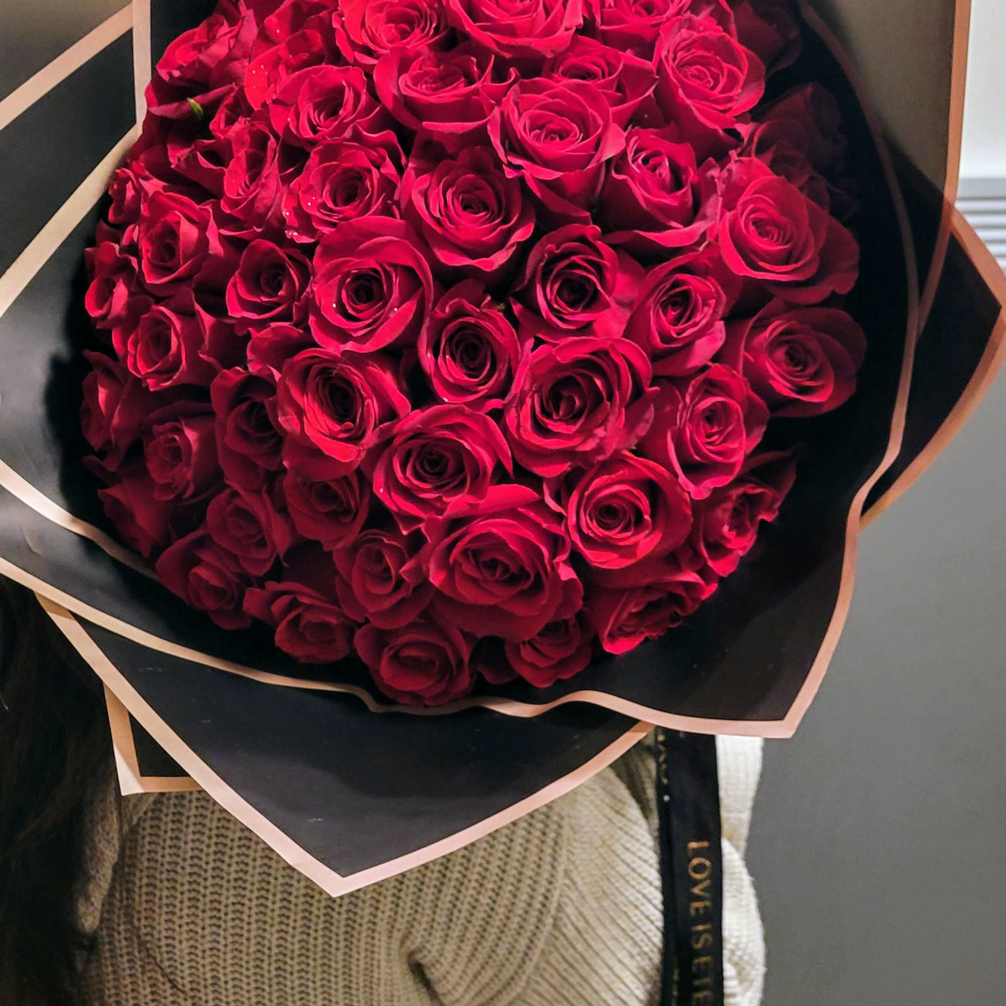 The Eternal Amour Bouquet featuring 50 red roses is the ultimate expression