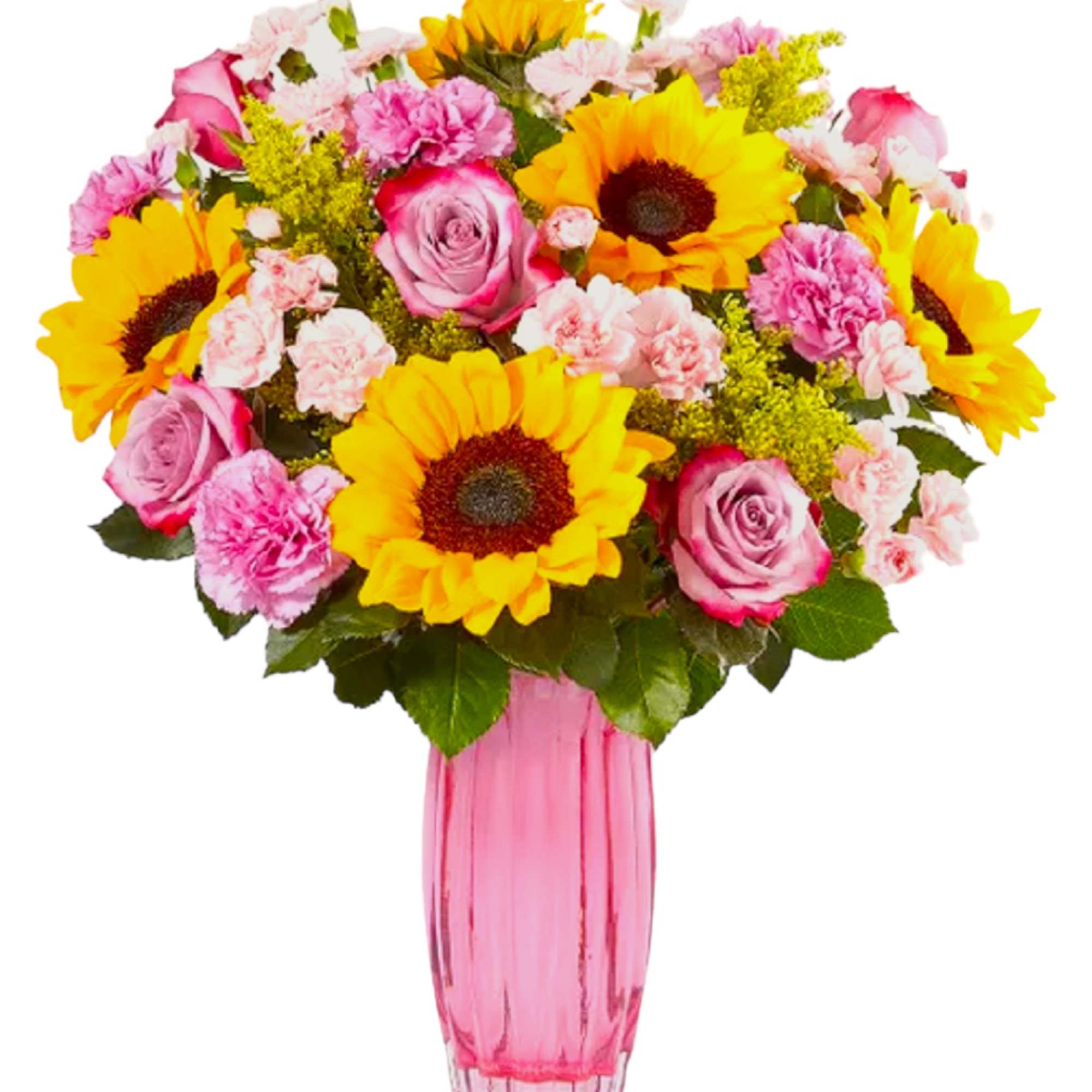 Our bright flower arrangement brings all the happiness of a sunshine-filled day.