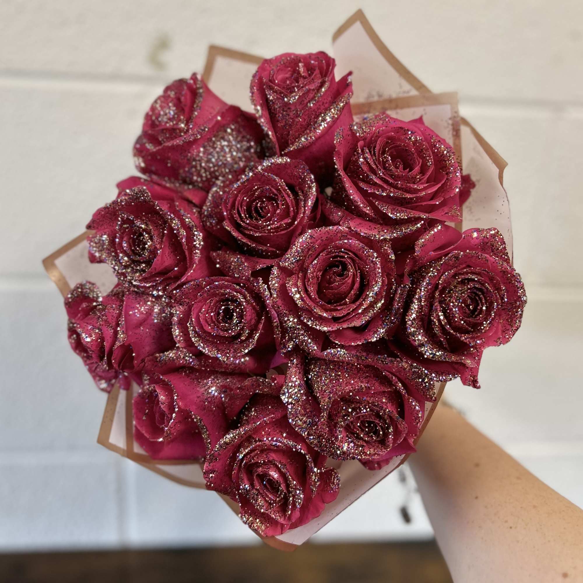 Beautiful custom arrangement of florals wrapped up for you to gift to