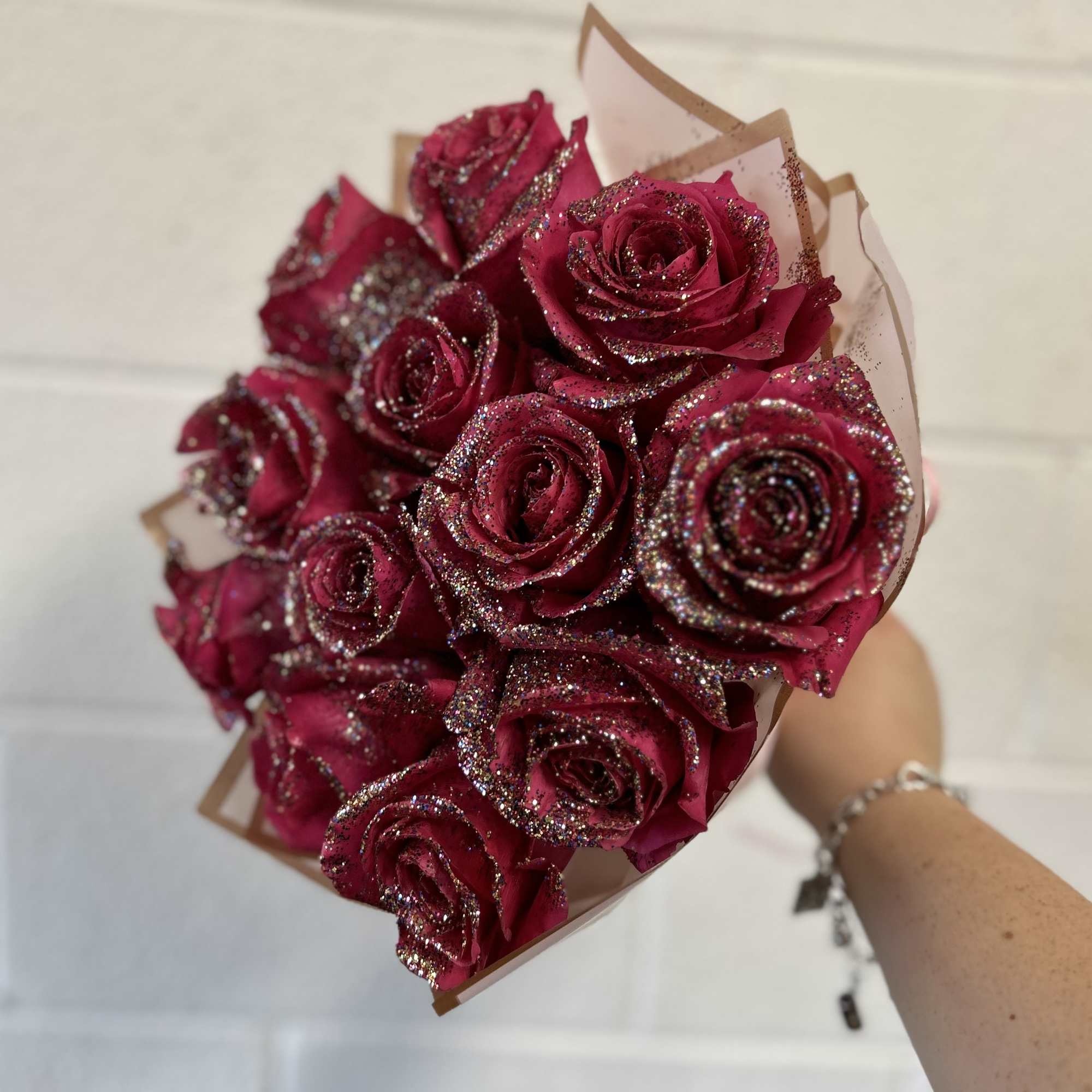 Beautiful custom arrangement of florals wrapped up for you to gift to