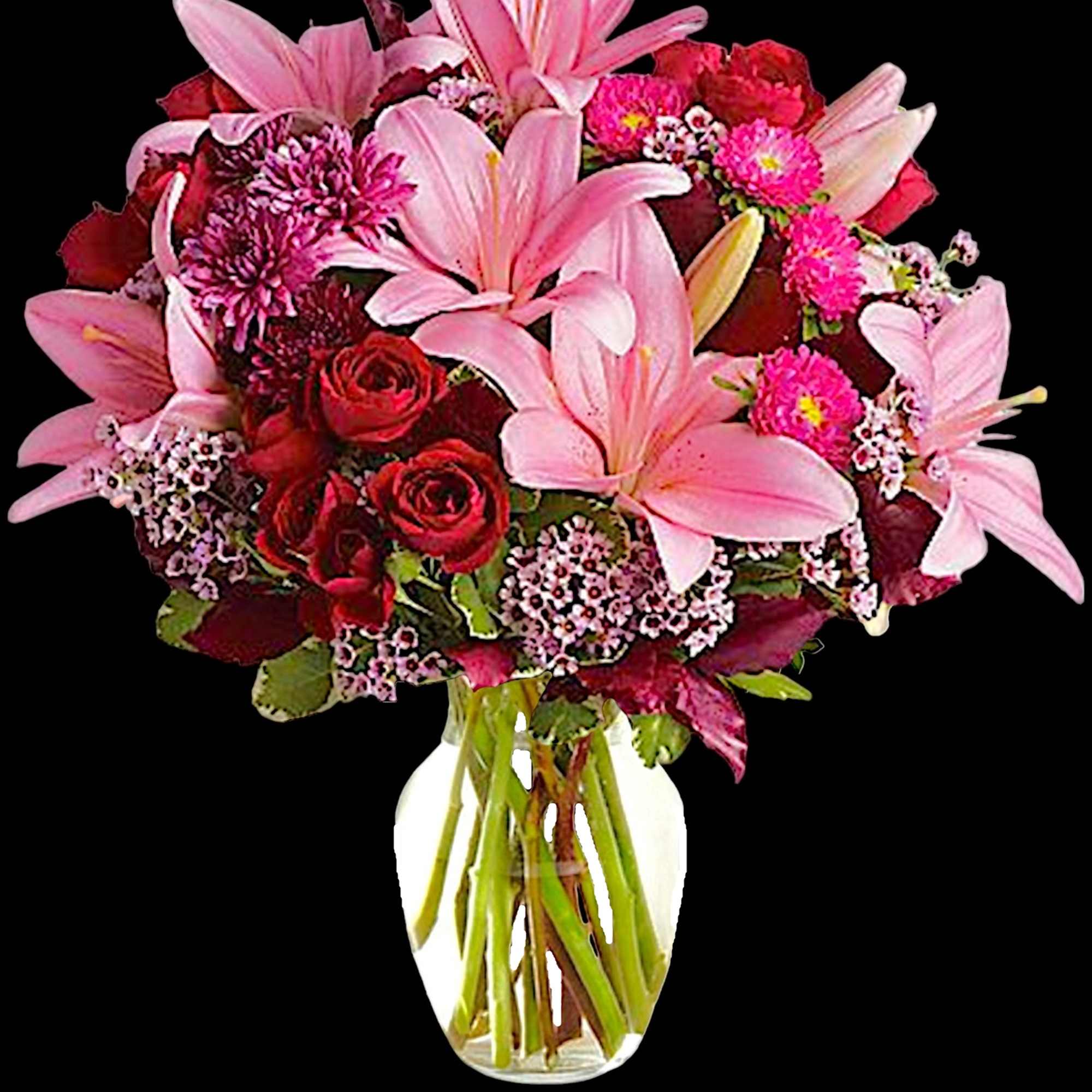 Soft, soothing shades of lavender contrast quietly with the hot pink and