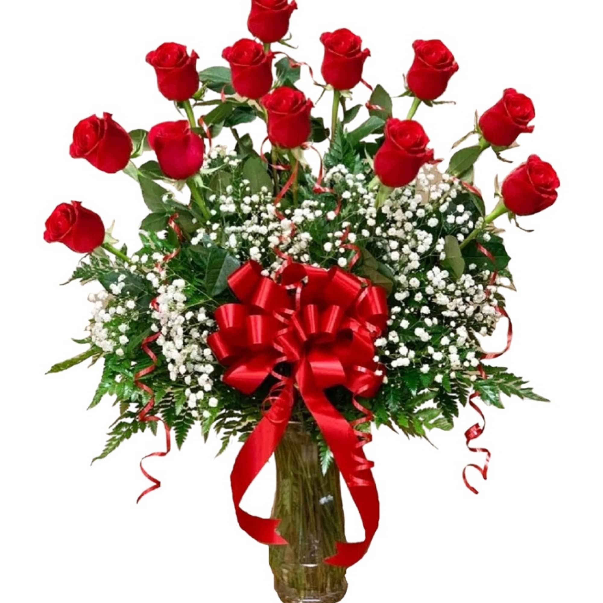 Surprise them with one, three, or five dozen beautiful perfectly red roses.