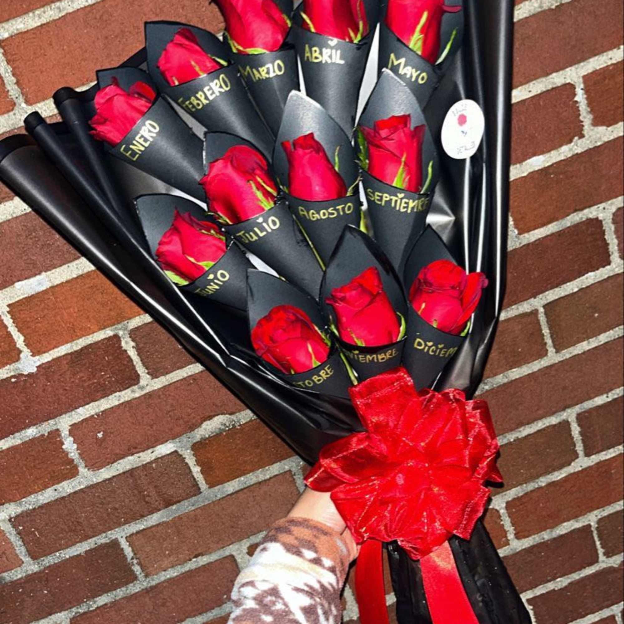 manual de rosas con letrero personalizado 12 unidades