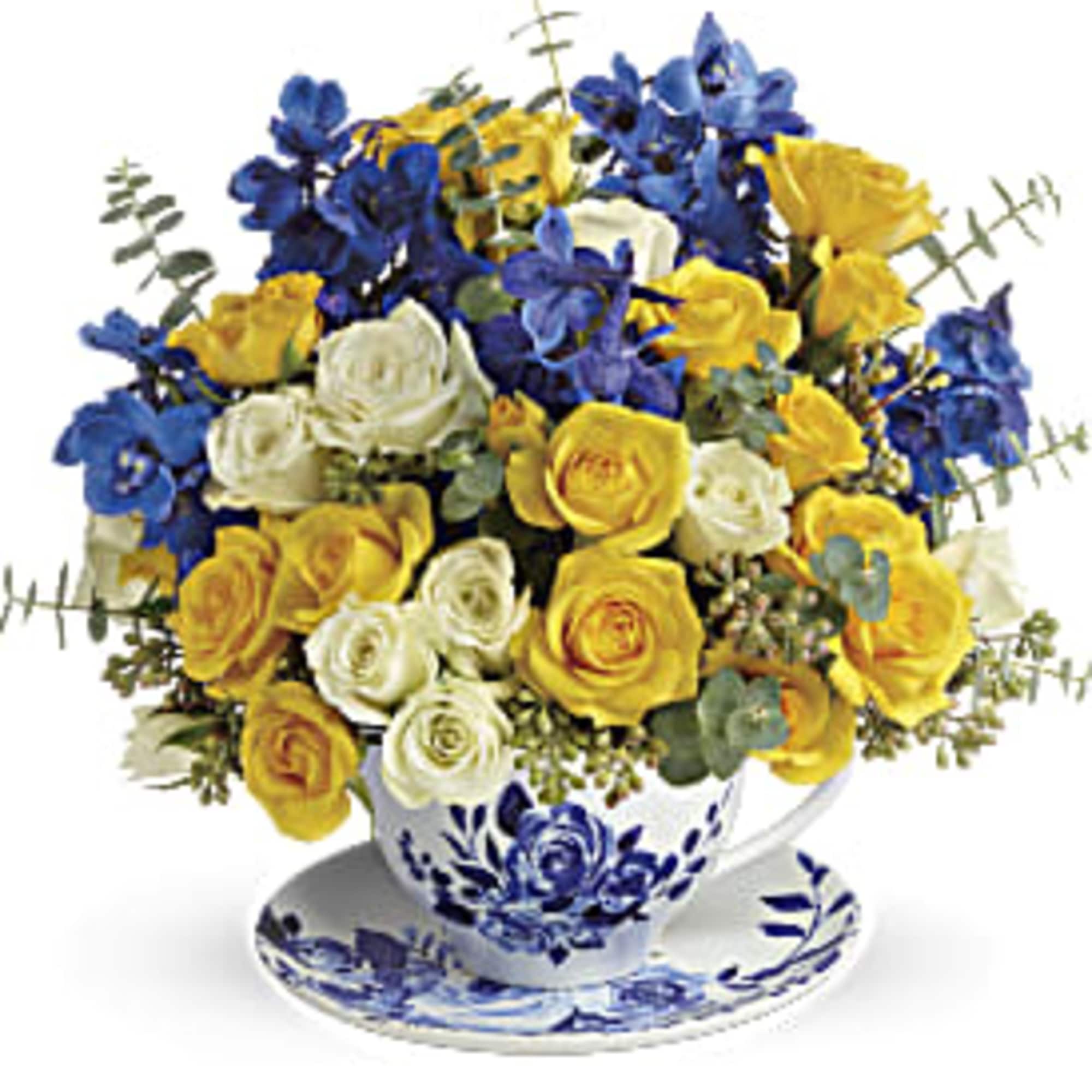 For that special someone who collects teacups and saucers. In blue and