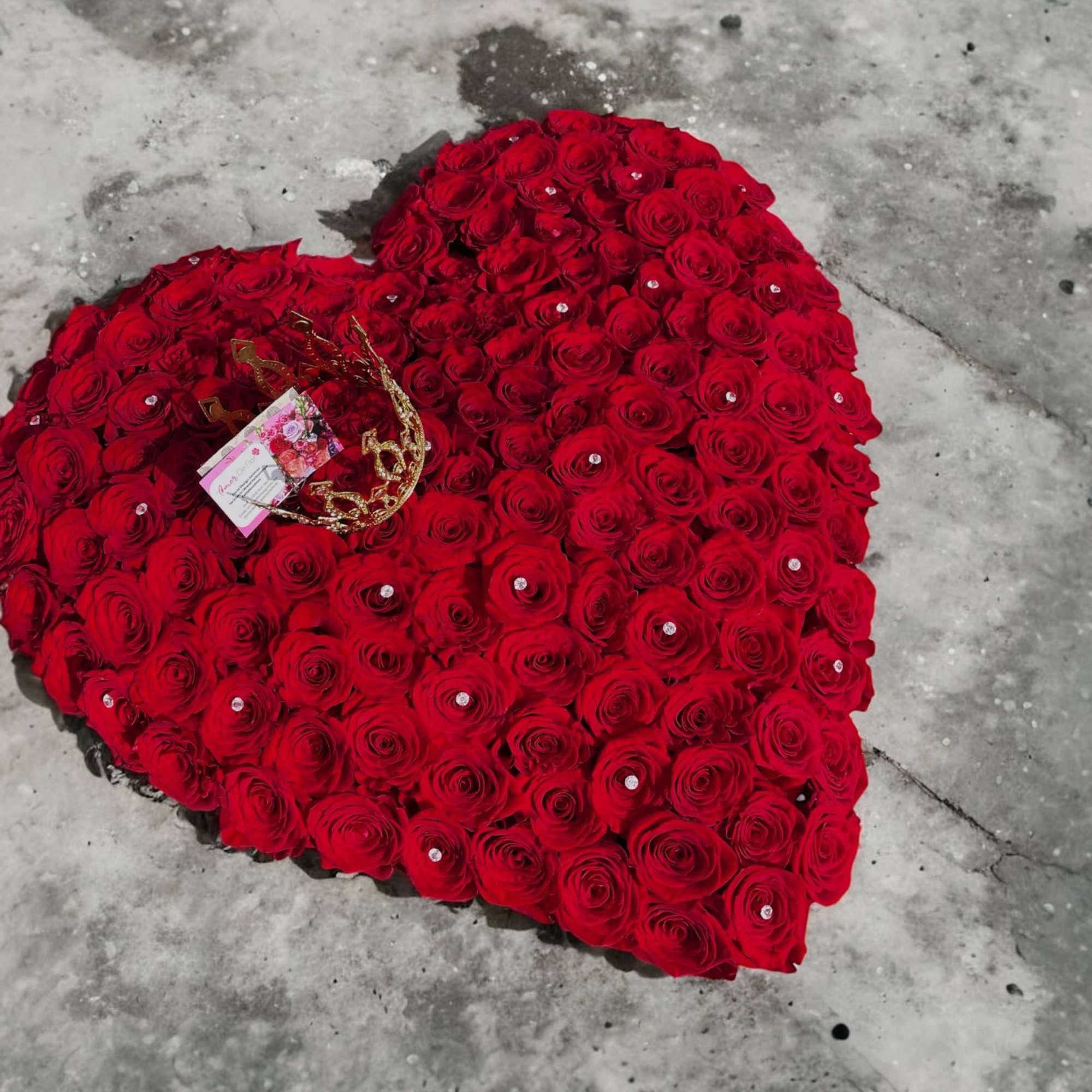 Heart-Shaped Red Rose Arrangement - 100 Fresh Roses in a Black Heart