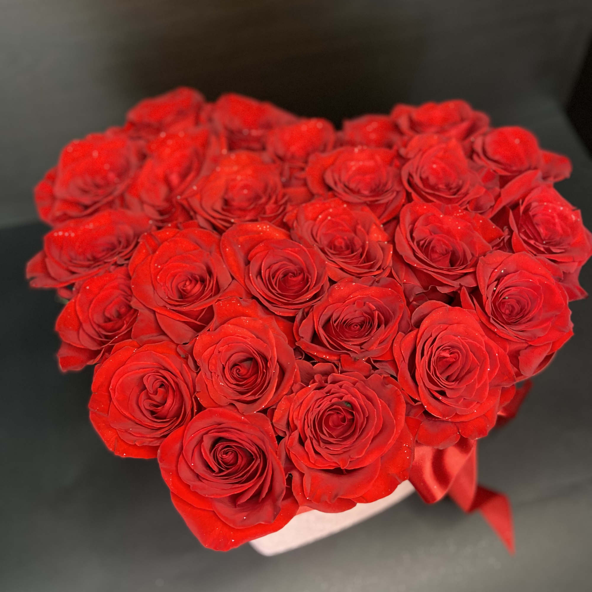 24 Red Roses, Big Pink Heart Box