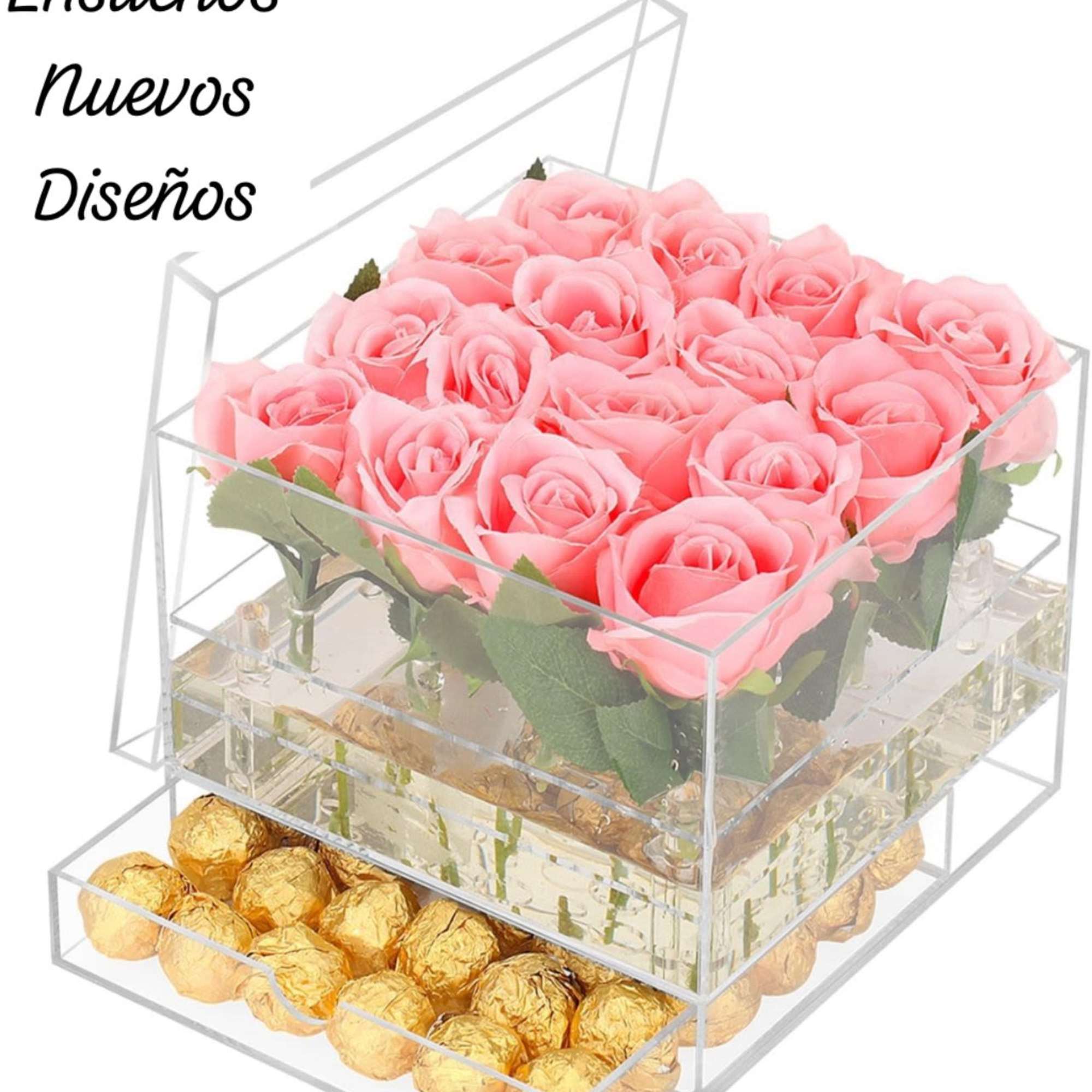 detalle elaborado con caja acrilica y chocolates dependiendo el tama&ntilde;o