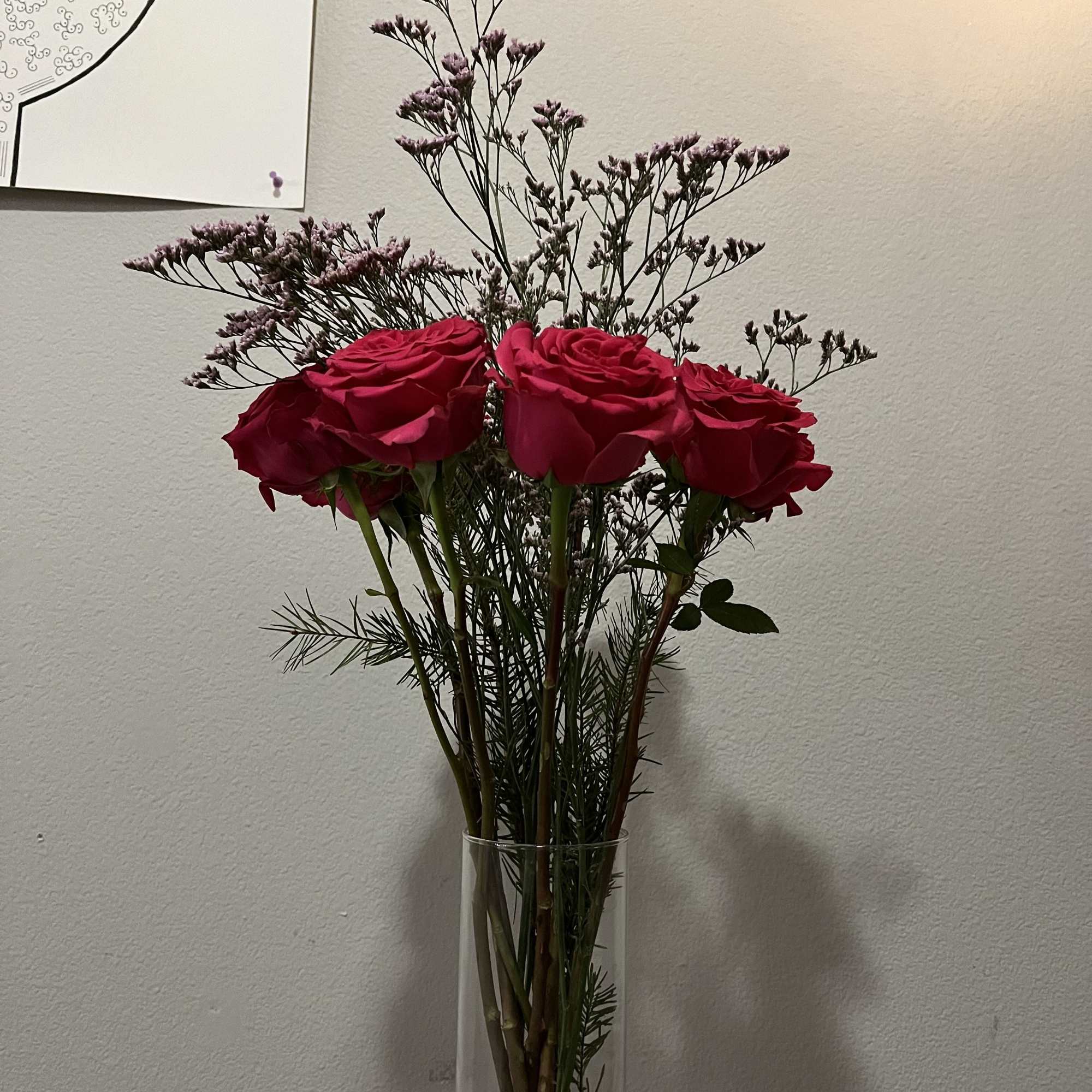 A combination of hot pink roses with the delicate charm of purple