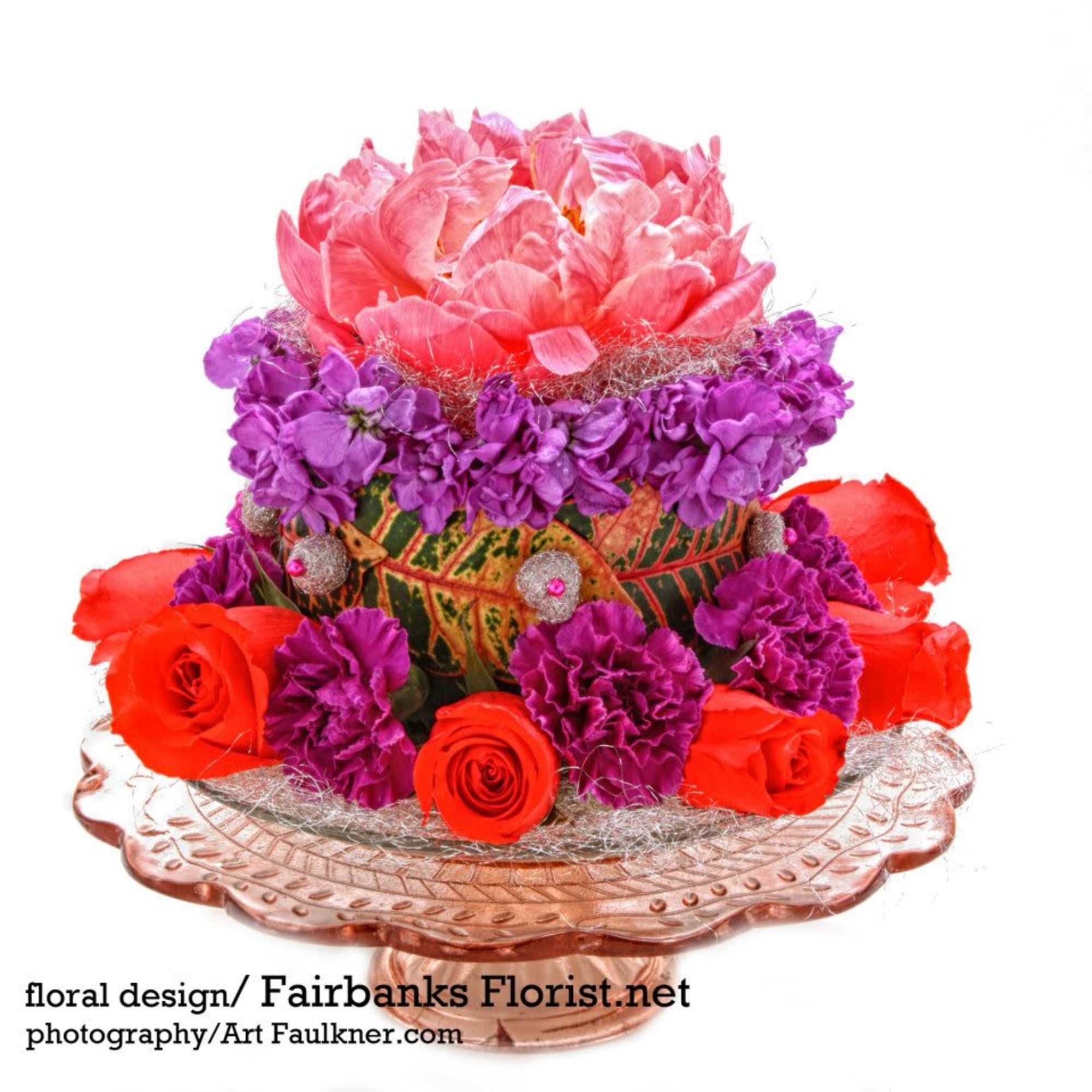 Gorgeous floral birthday cake made custom by the owner of Fairbanks Florist