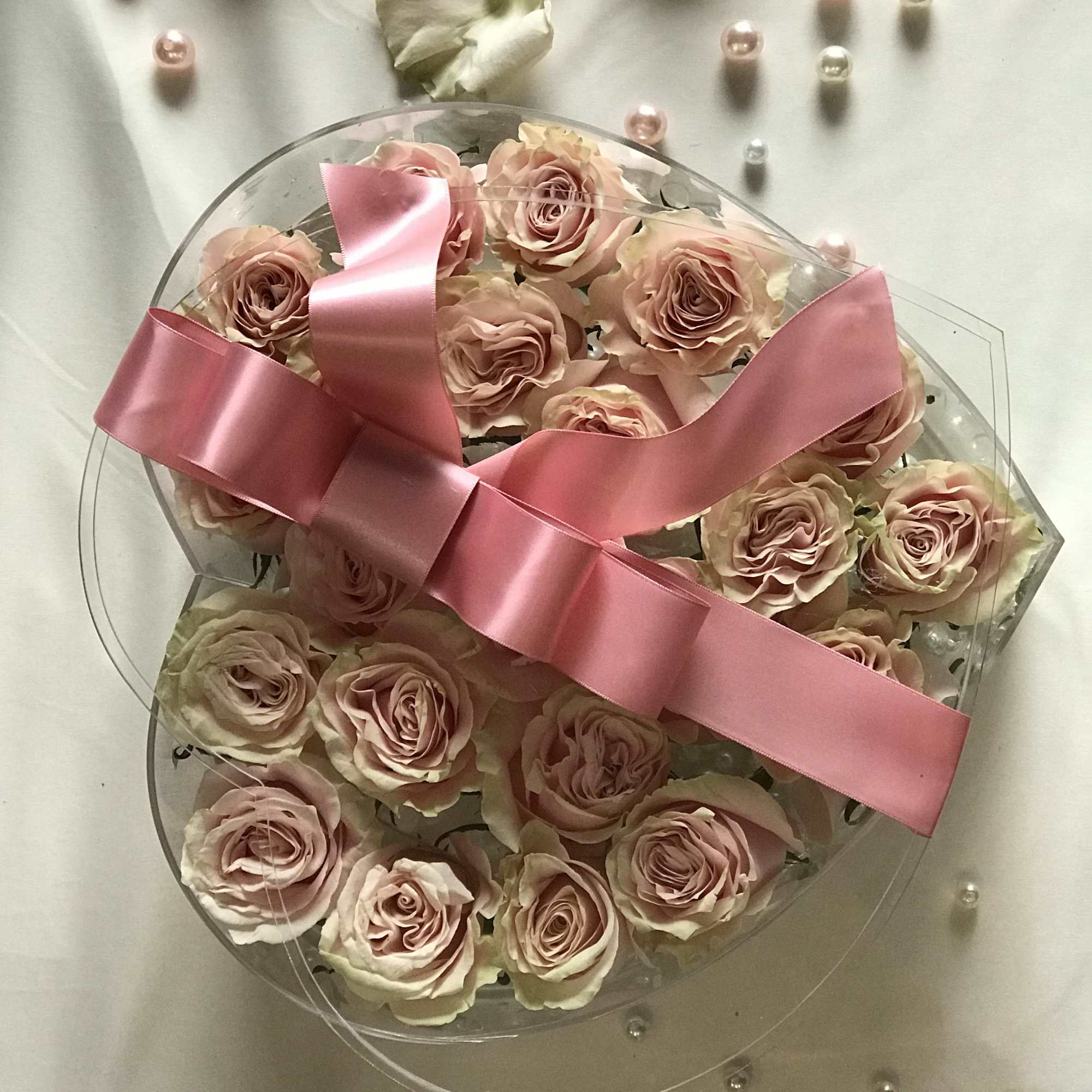 Acrylic Heart Shaped Box With roses
