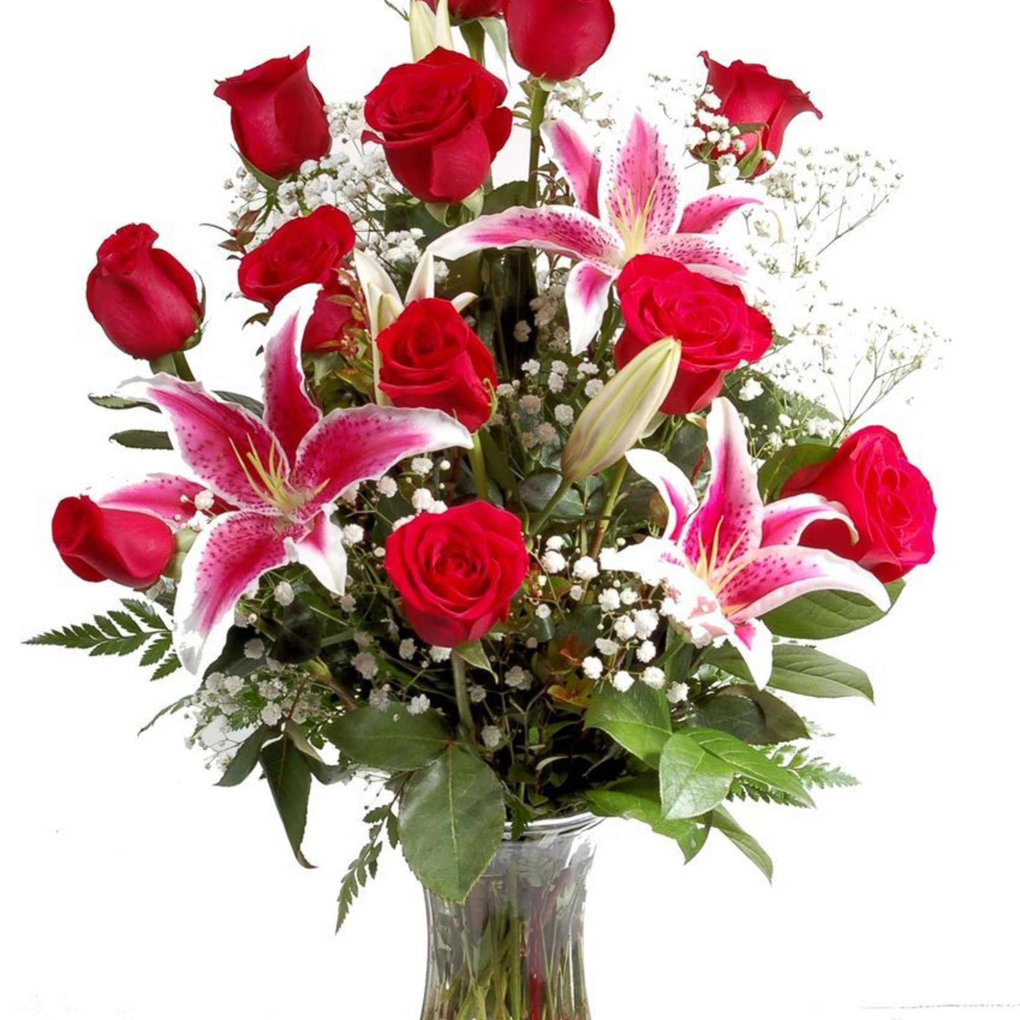 100%正規品 Red Rose with Pink Stargazer Lillies in Downey, CA | Downey 茶