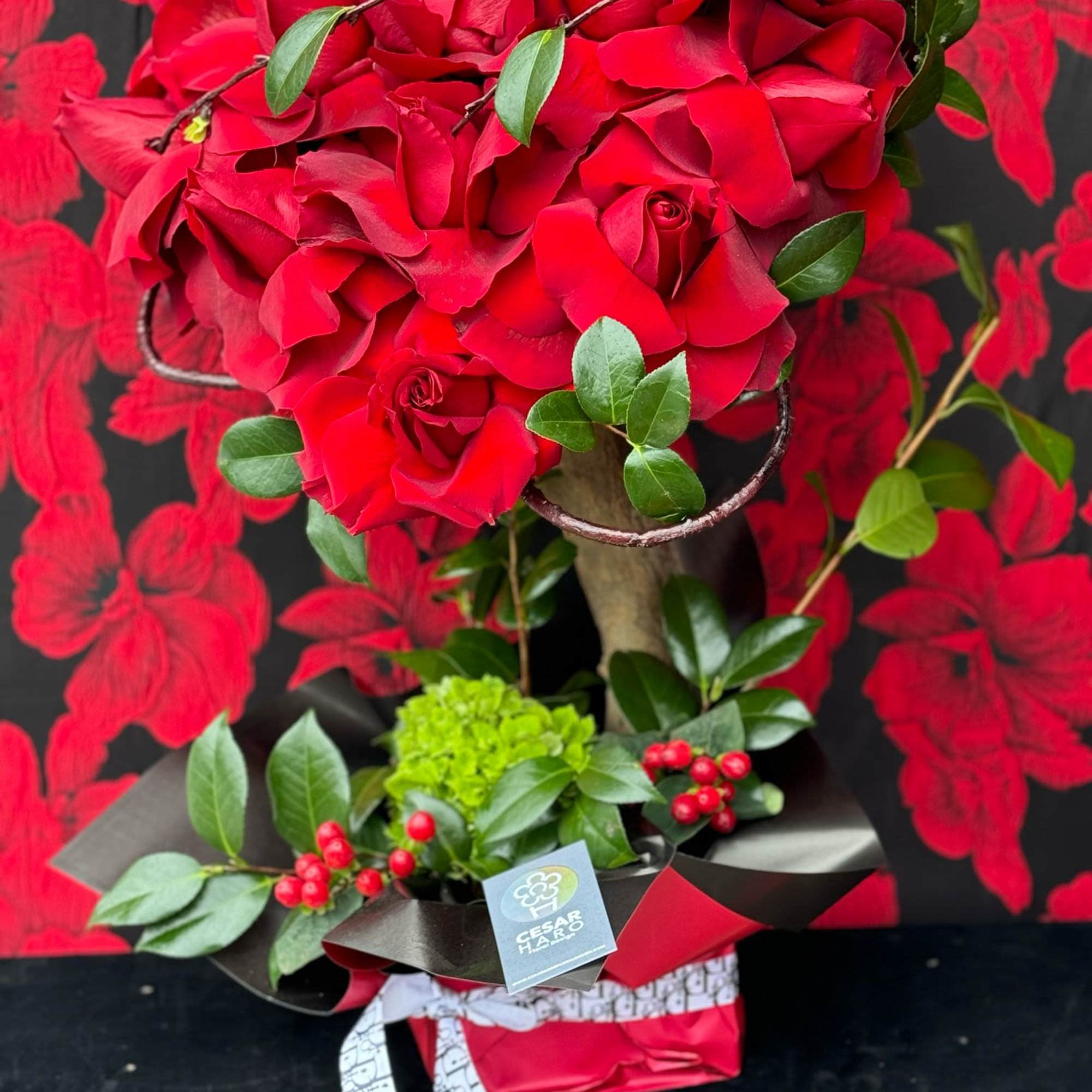 A romantic and enchanting arrangement of carefully selected roses shaped into a