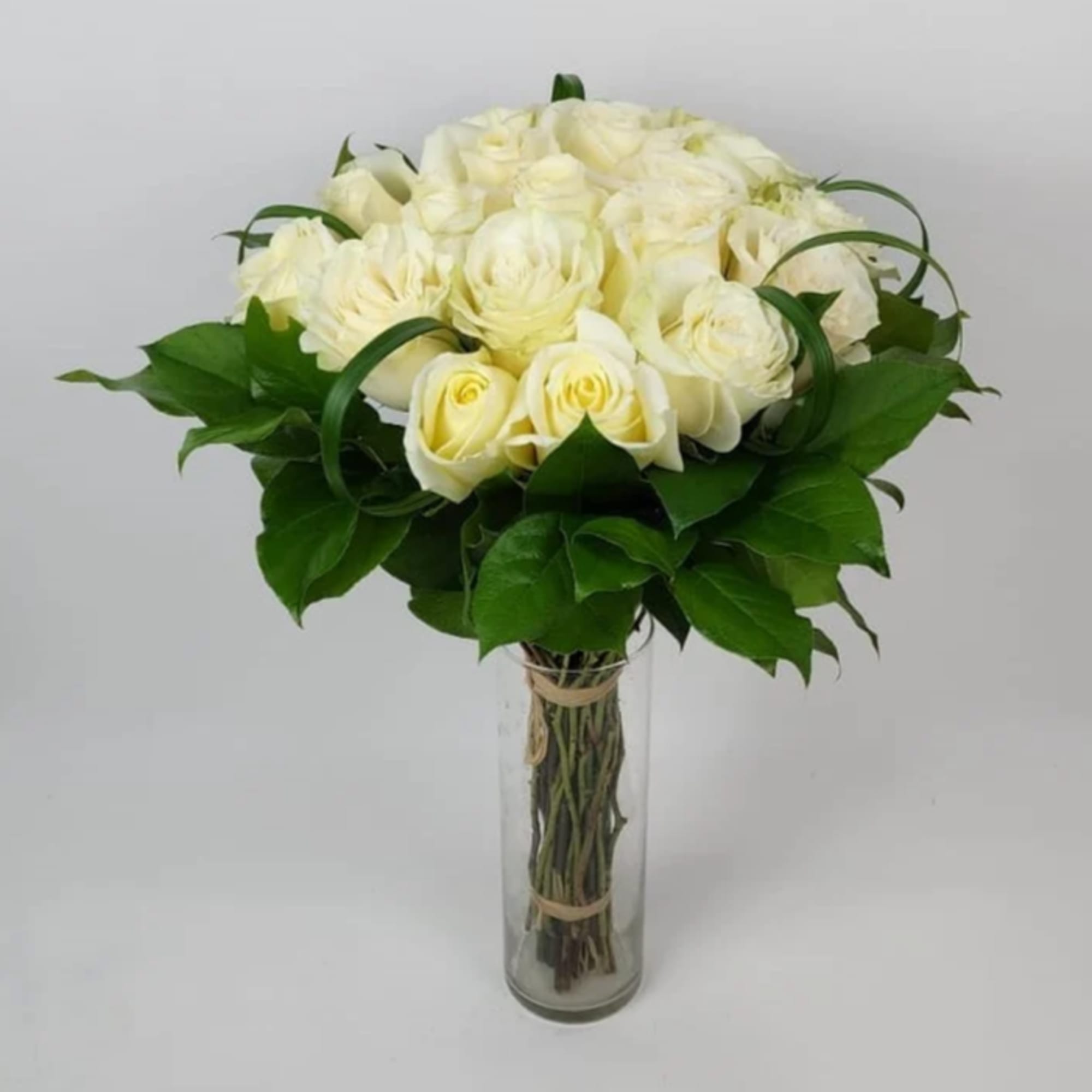 Hand tie bouquet with 18, 24 or 36 roses & greenery. // Hand tie bouquet with 18, 24 or 36 roses & greenery. //