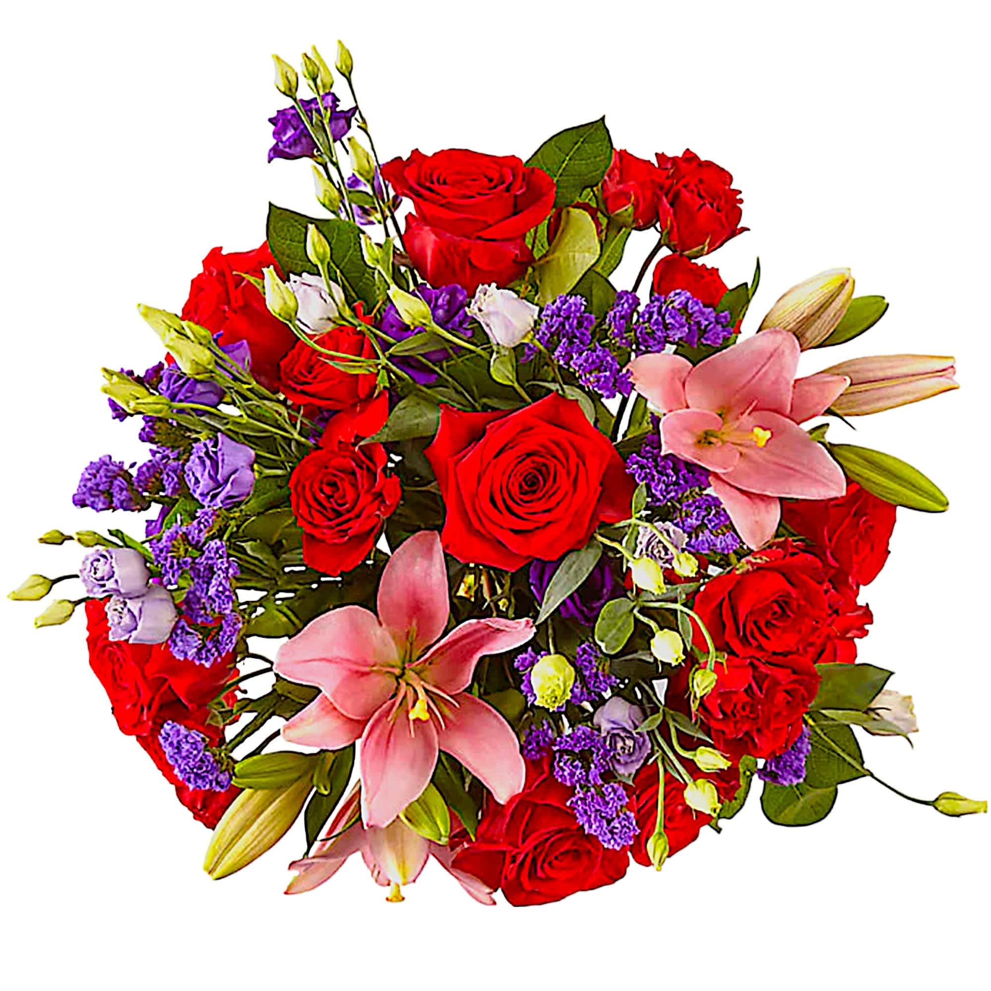 This dreamy jewel toned arrangement combines bold color and eye-catching texture to