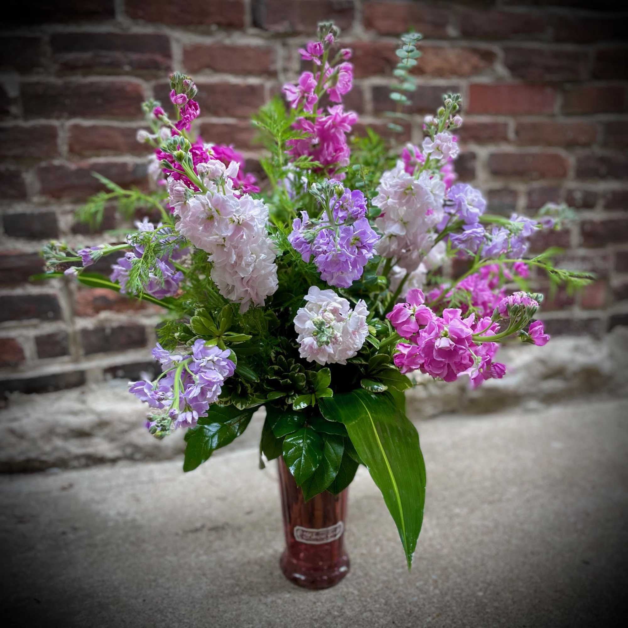 Stunning Stock features the soft fragrance and blooms of 13 Stock stems Stunning Stock features the soft fragrance and blooms of 13 Stock stems