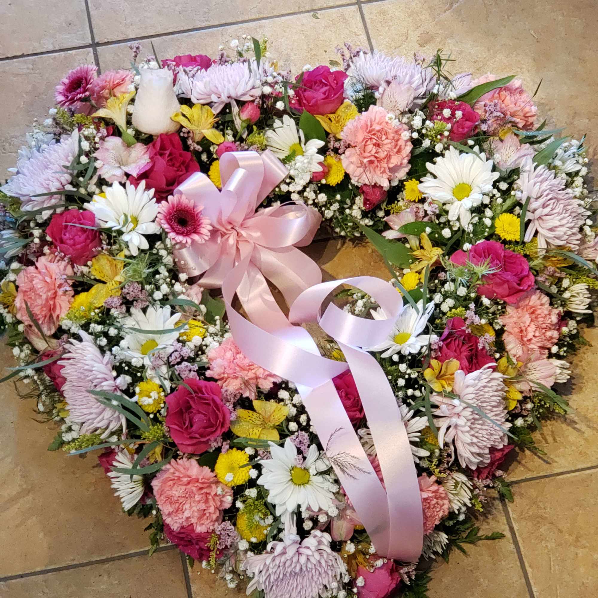 Open heart design...mixed colors &amp; flowers based on market fresh variety at