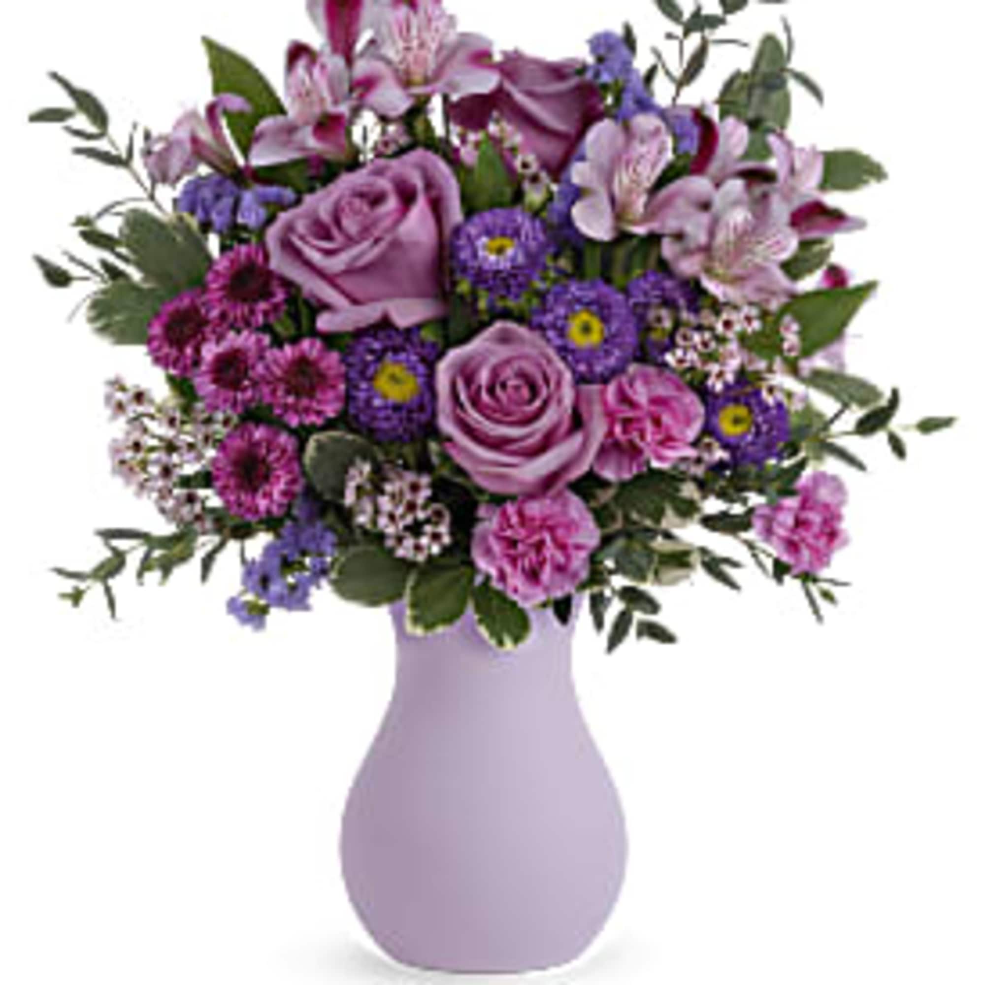 Pretty as a picture, this perfect purple bouquet spoils your someone  Pretty as a picture, this perfect purple bouquet spoils your someone