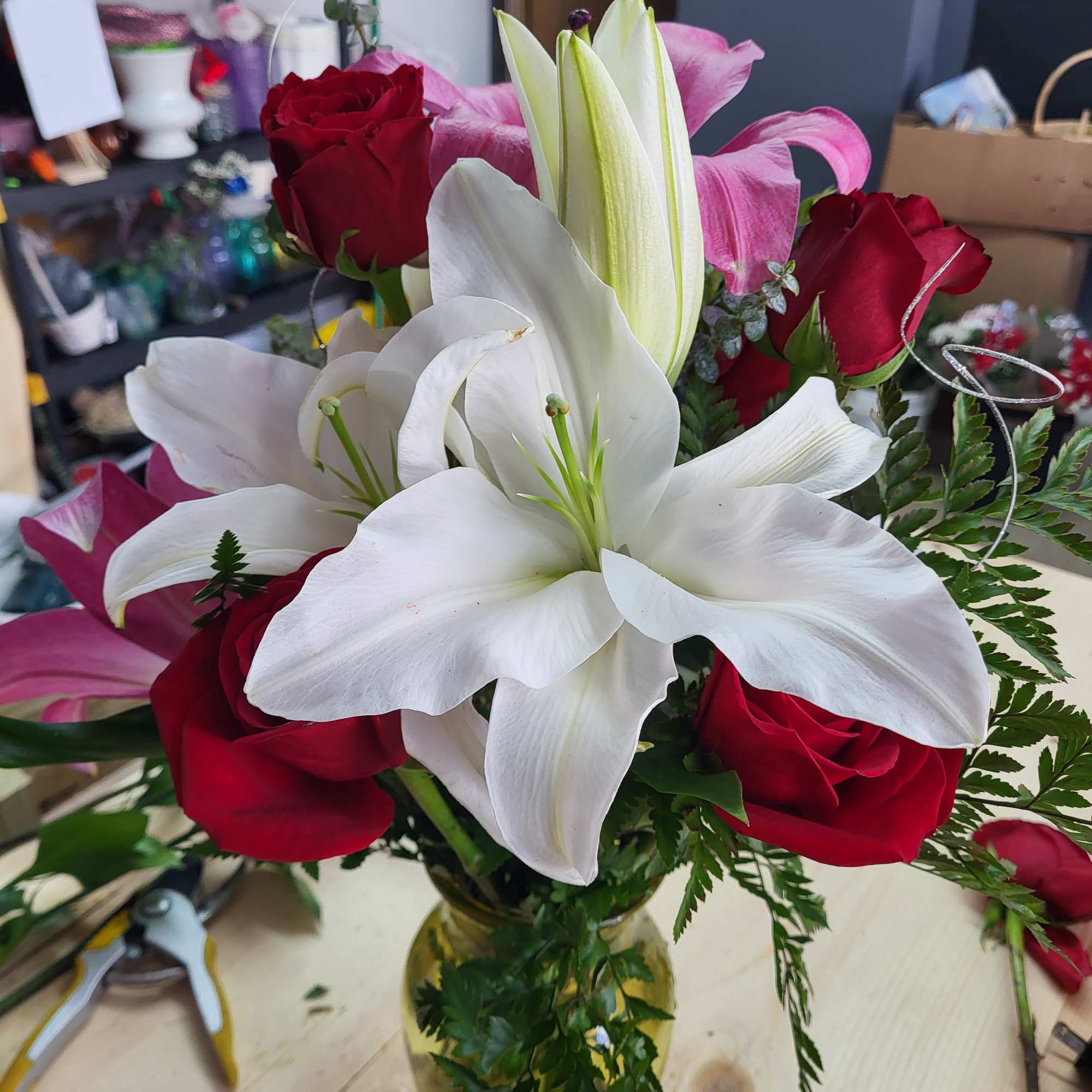 Red roses and white lillys Red roses and white lillys