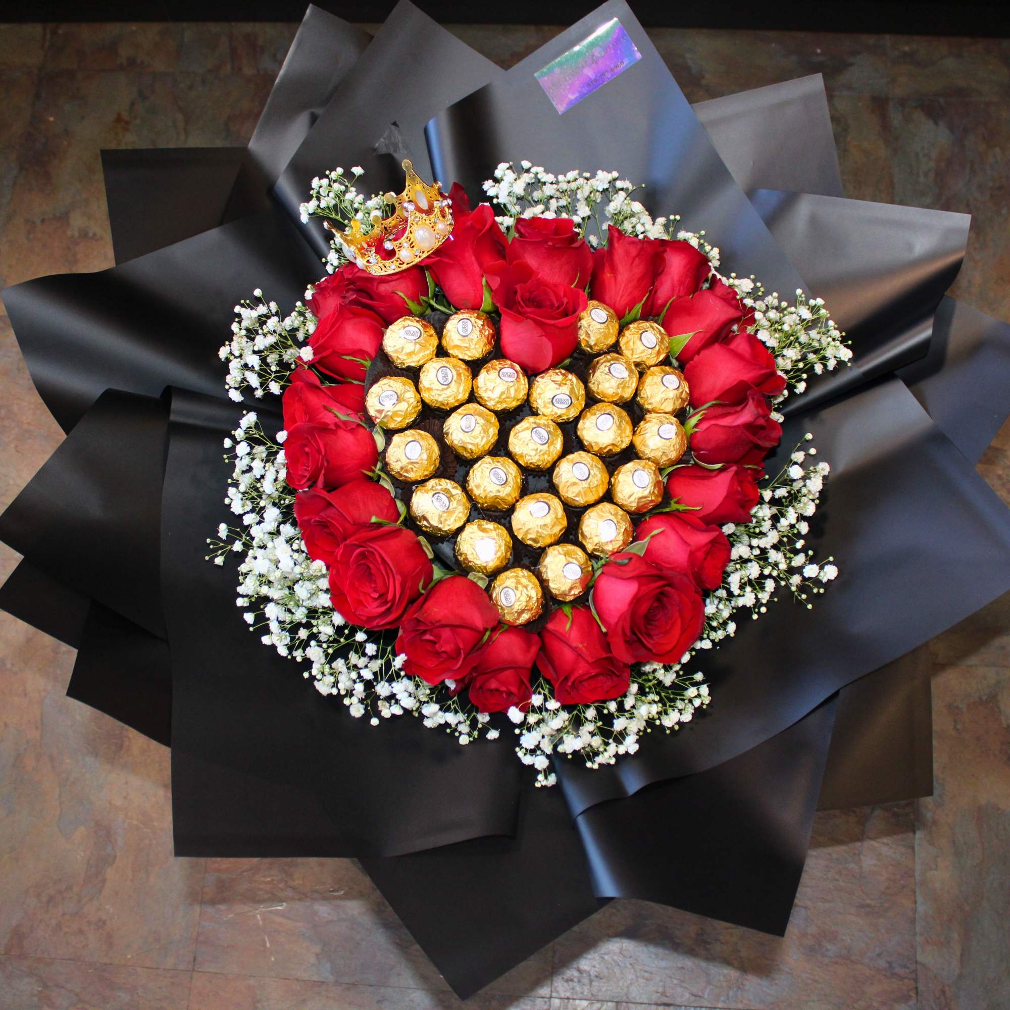 24 Ct Ferrero Chocolates in a Heart Shape 
Surrounded by 24 Red