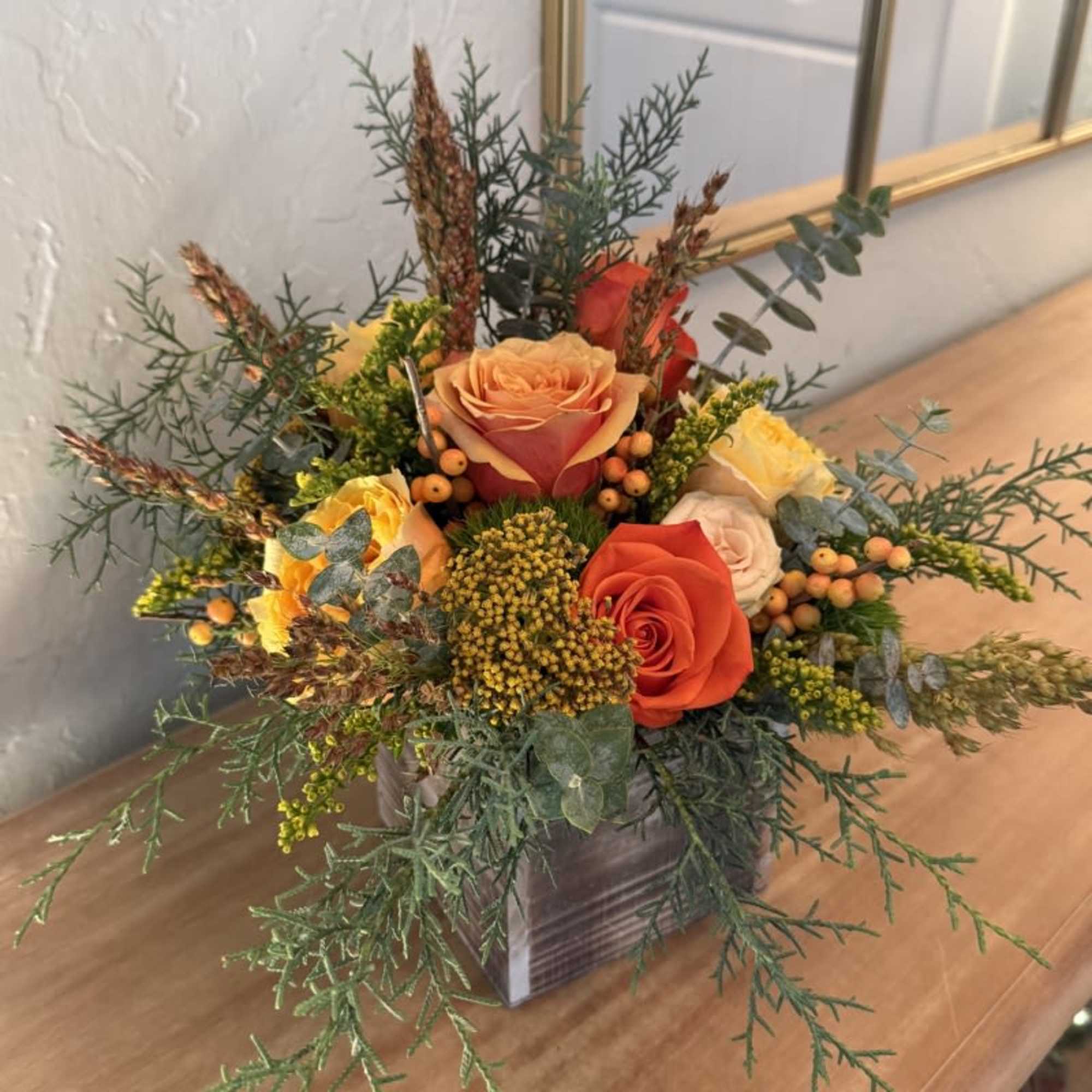 Britt&#039;s Bloom Box features a rustic wooden box with an assortment of