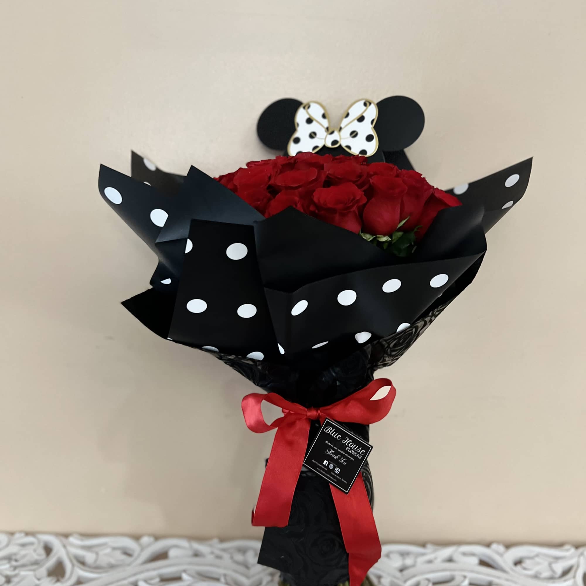 50 Red Roses Bouquet Black Paper Wrapped 