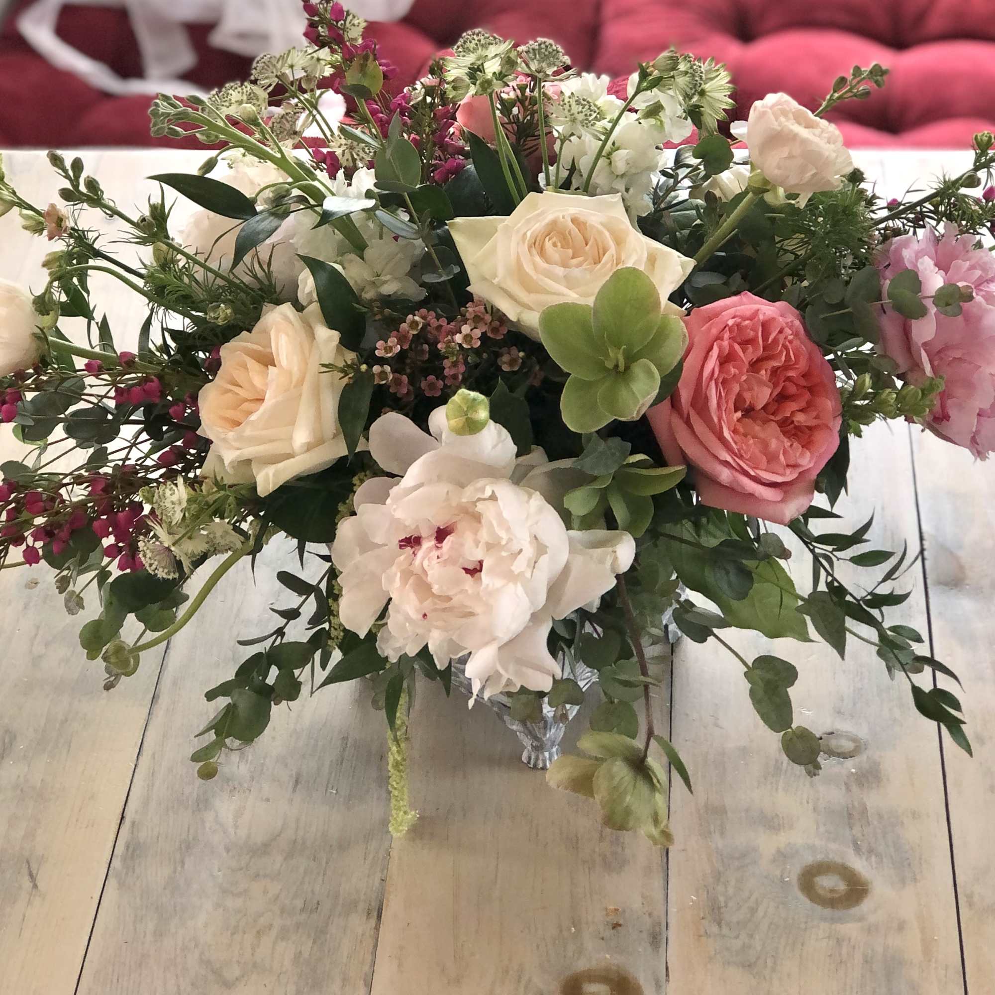 An elegant garden design with premium floral blooms, like Garden Roses, Peonies An elegant garden design with premium floral blooms, like Garden Roses, Peonies