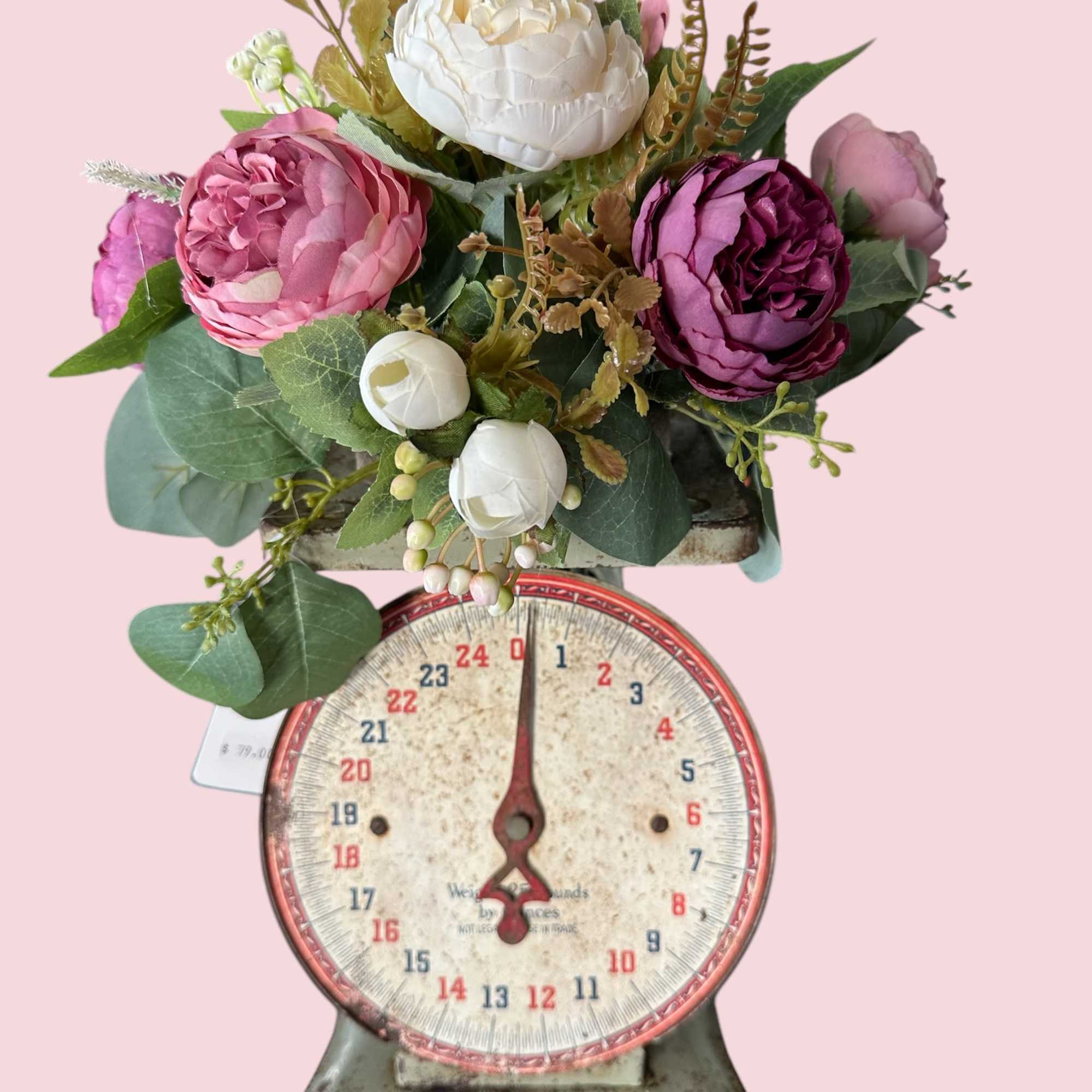 Unique piece! 15&ldquo; tall antique weigh decorated with a bunch of matching