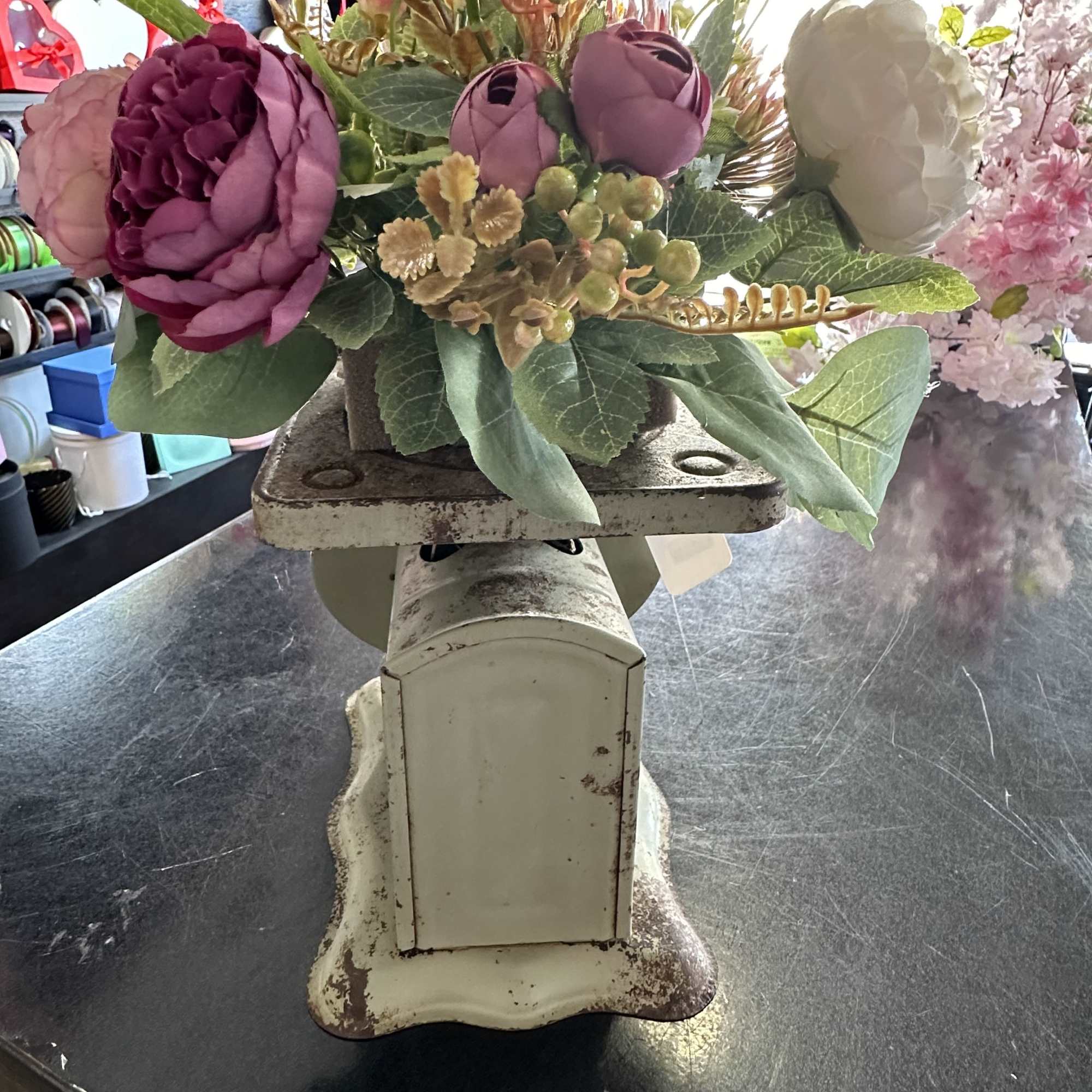 Unique piece! 15&ldquo; tall antique weigh decorated with a bunch of matching