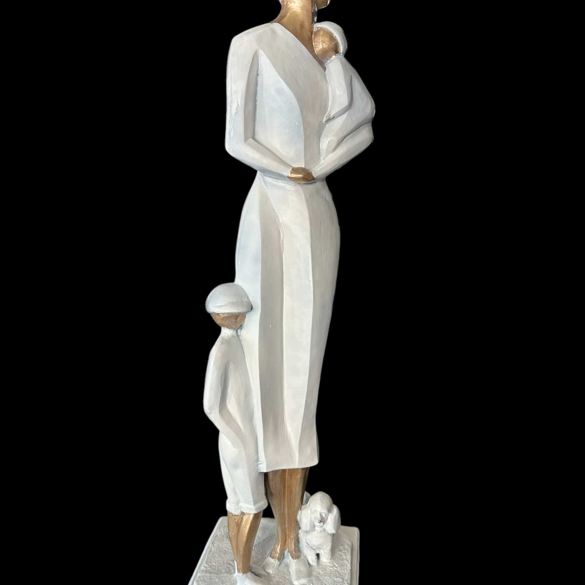 Unique piece! 30&ldquo; tall sculpture of a classy woman, a boy, a