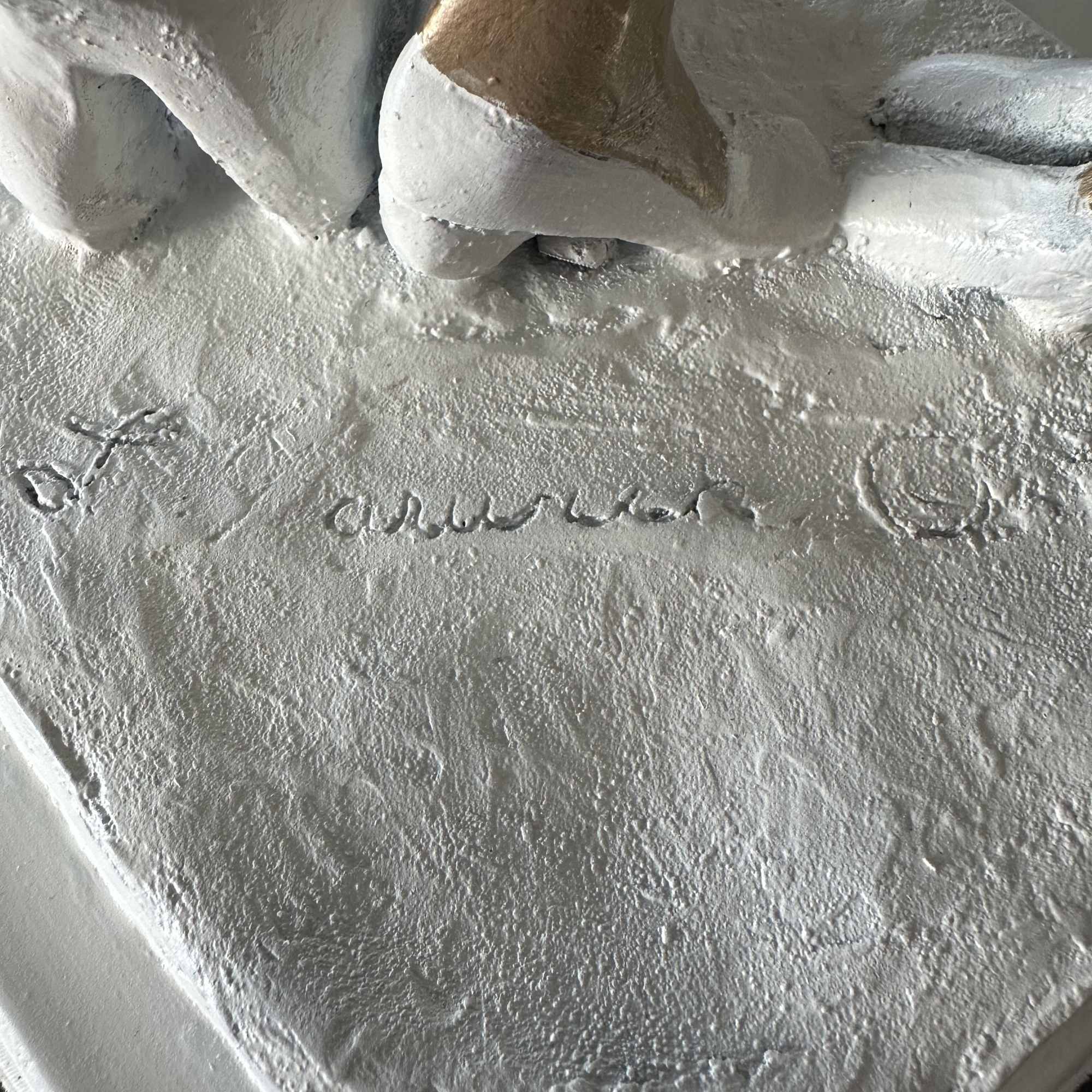 Unique piece! 30&ldquo; tall sculpture of a classy woman, a boy, a