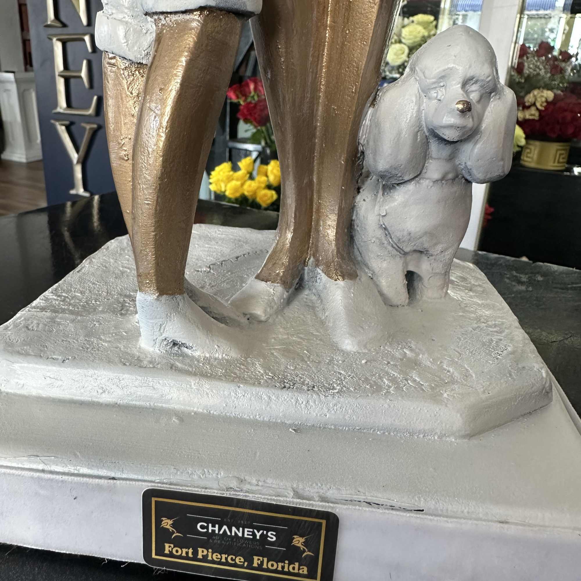 Unique piece! 30&ldquo; tall sculpture of a classy woman, a boy, a