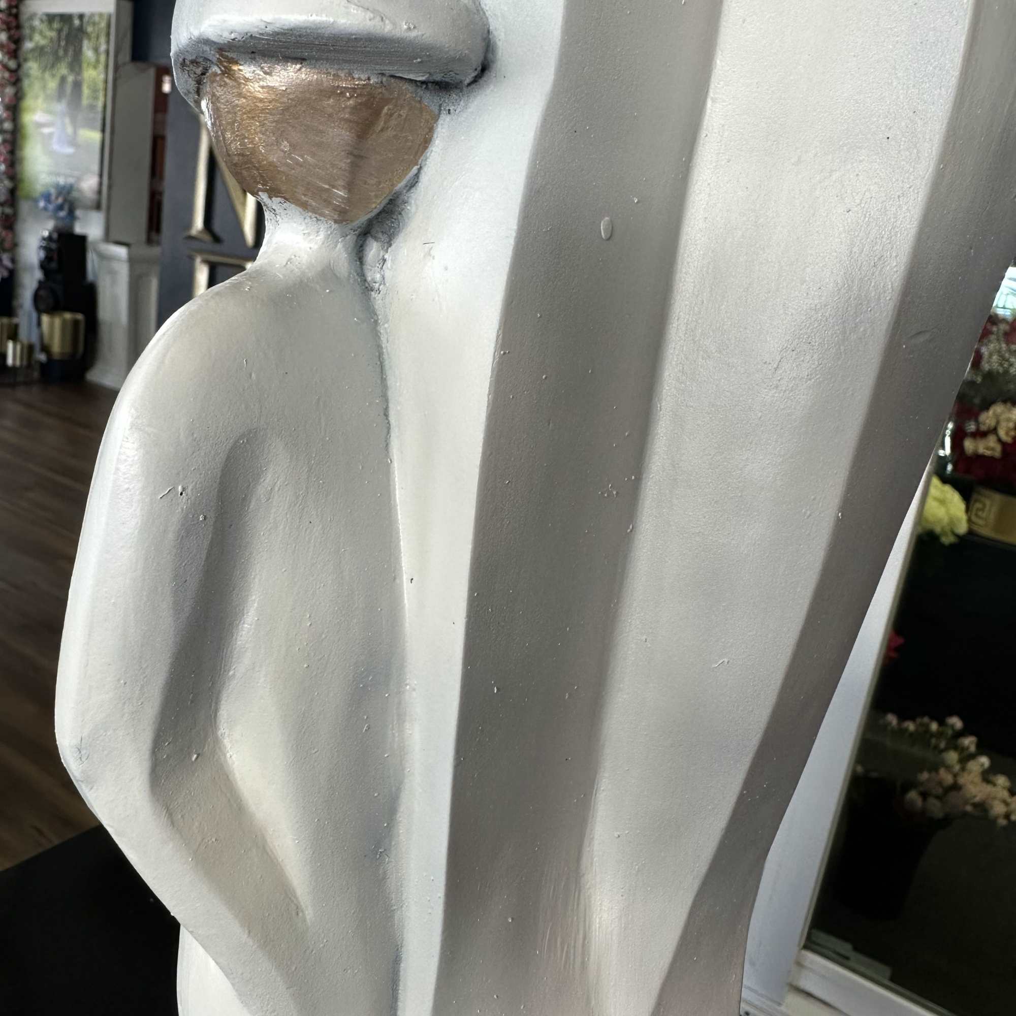 Unique piece! 30&ldquo; tall sculpture of a classy woman, a boy, a
