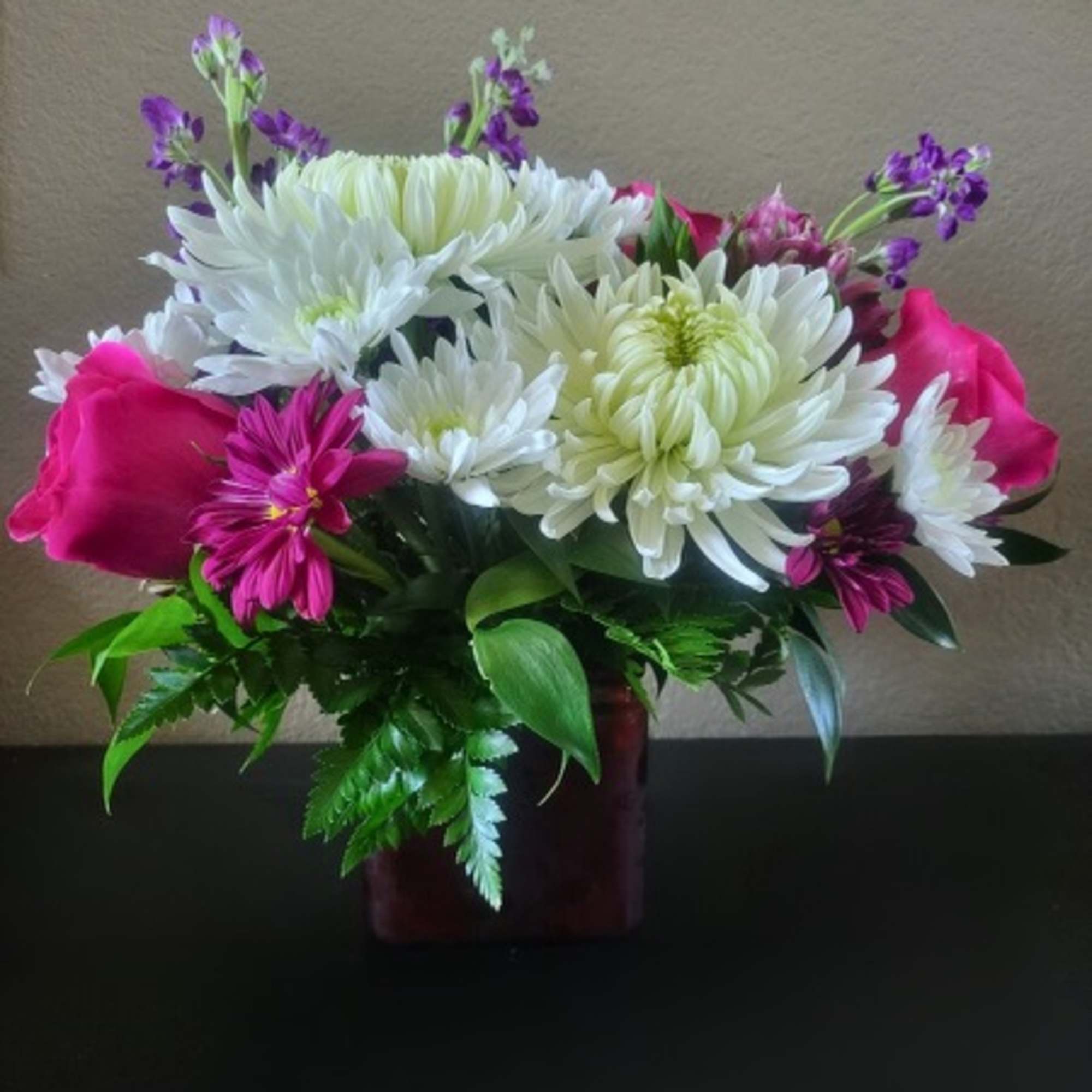 Radiant pops of yellow, blue and purple. 