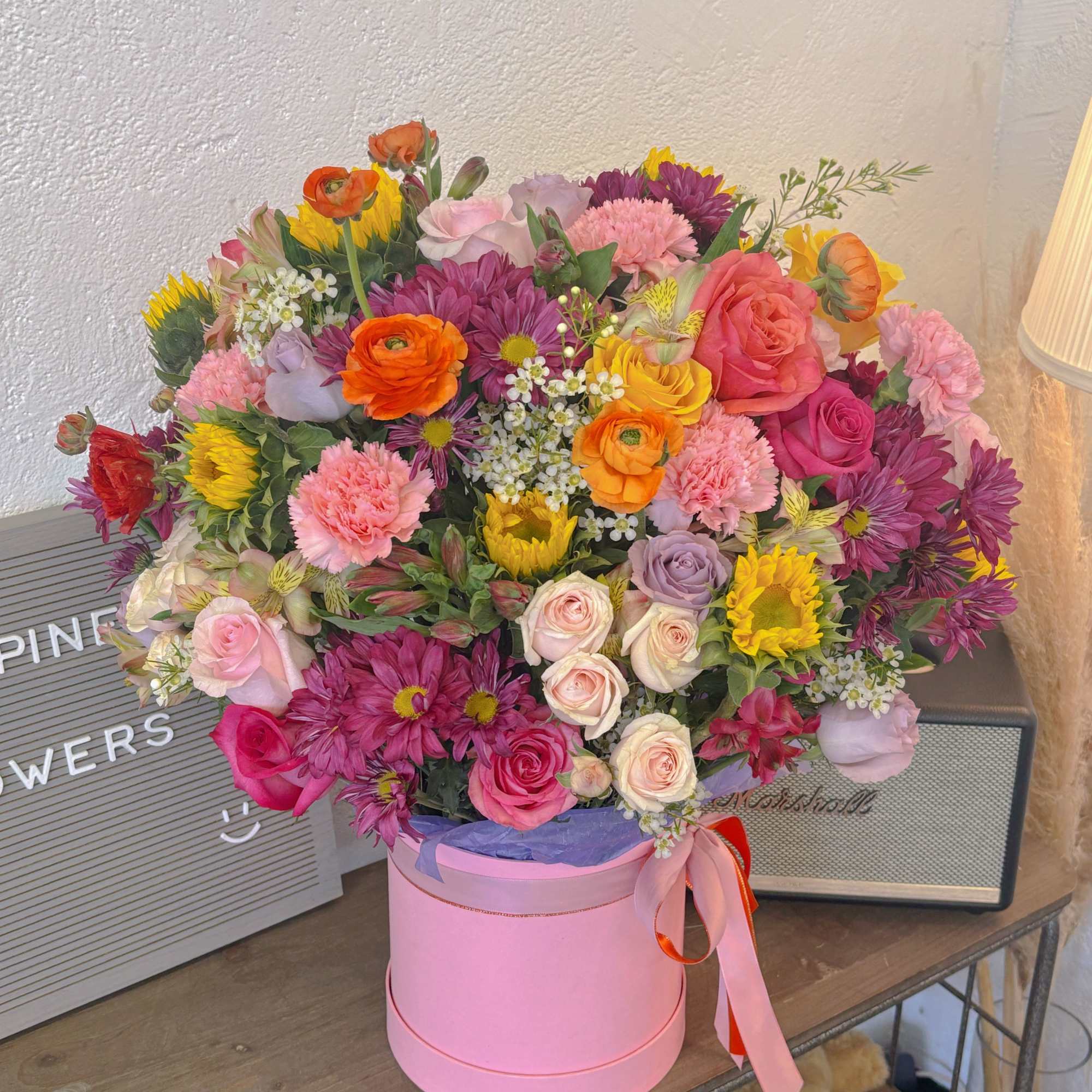 Pink Flower Bucket with choice of mixed color combination

