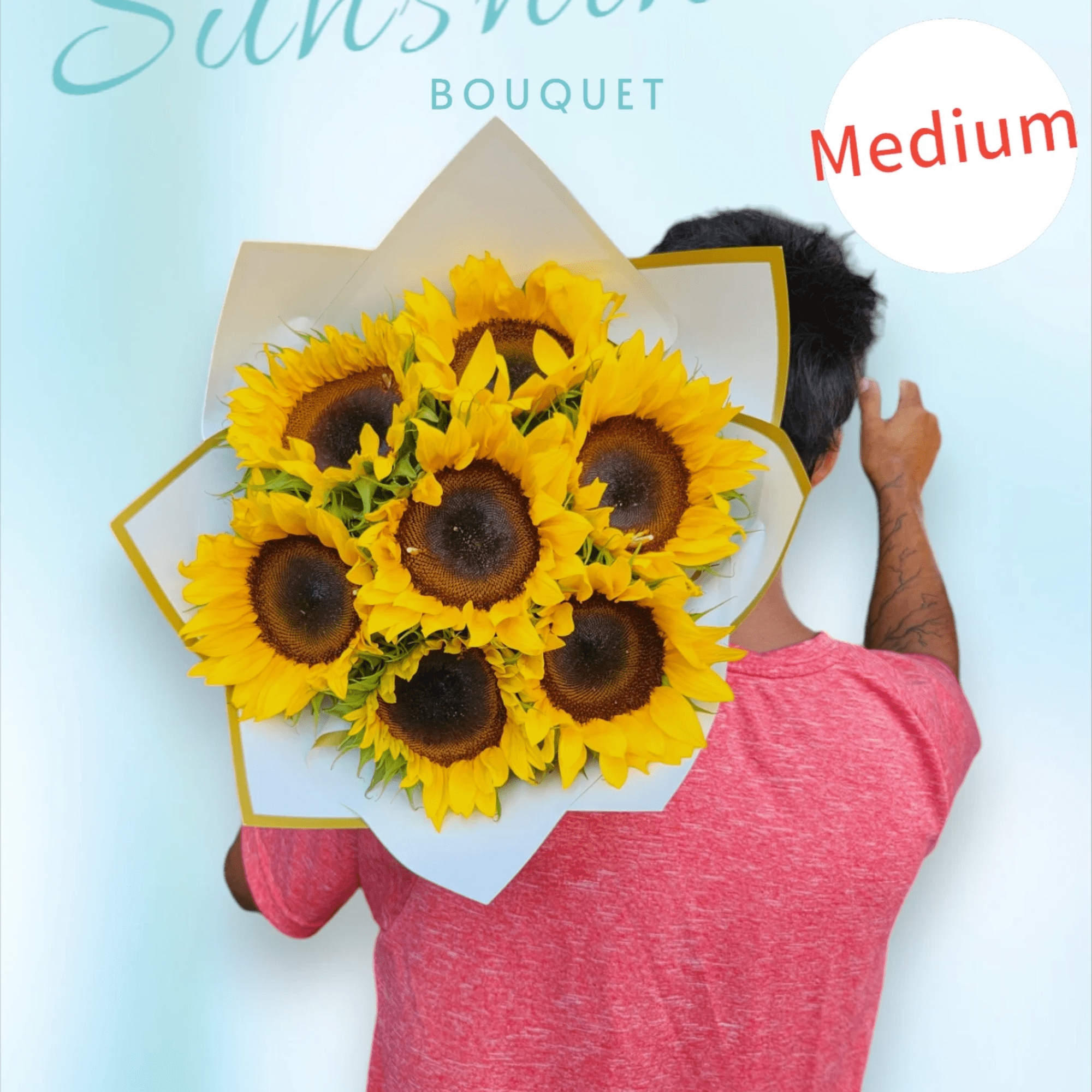 7 sunflower nicely wrapped in Korean paper 