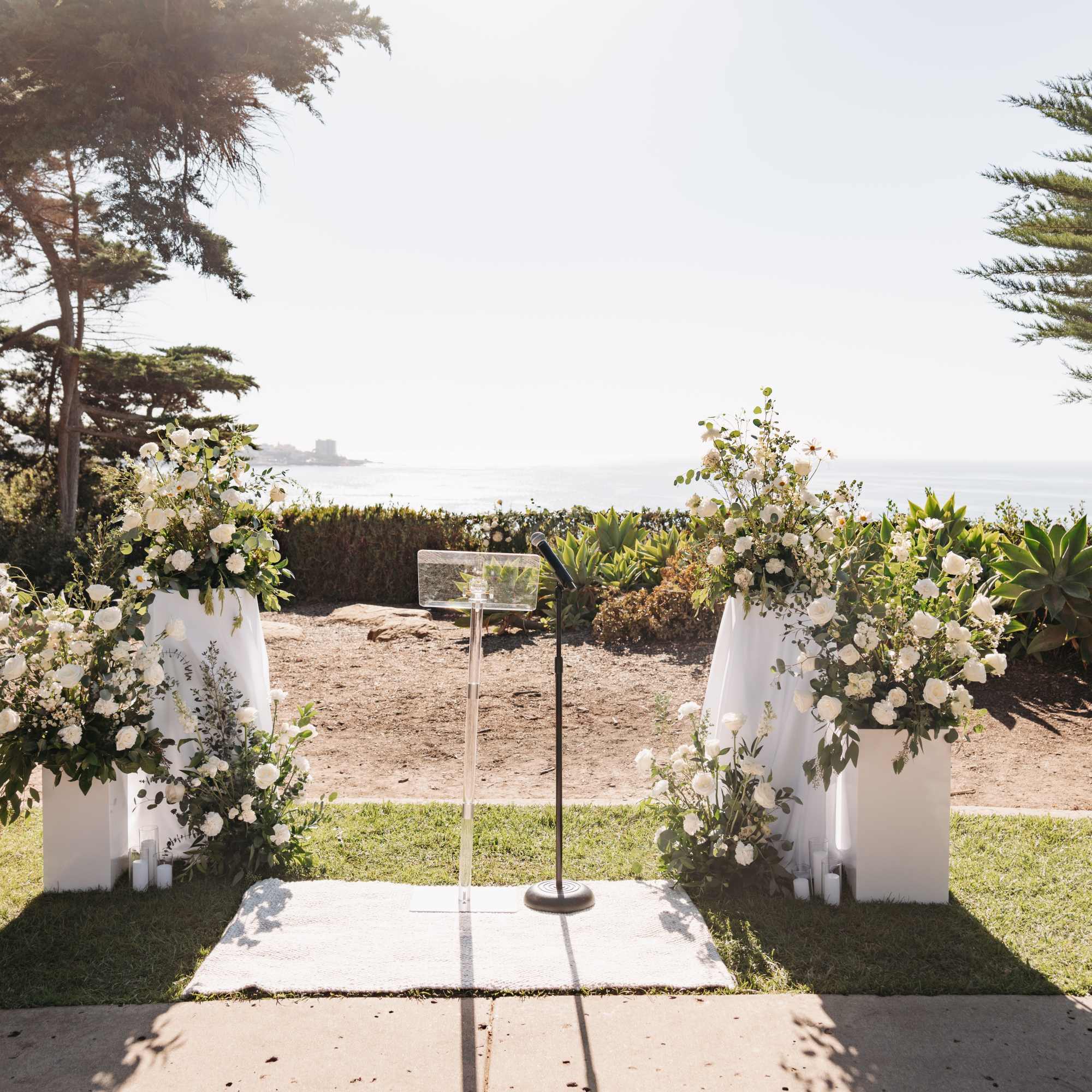 Accent your ceremony altar with modern pedestals for your wedding or special