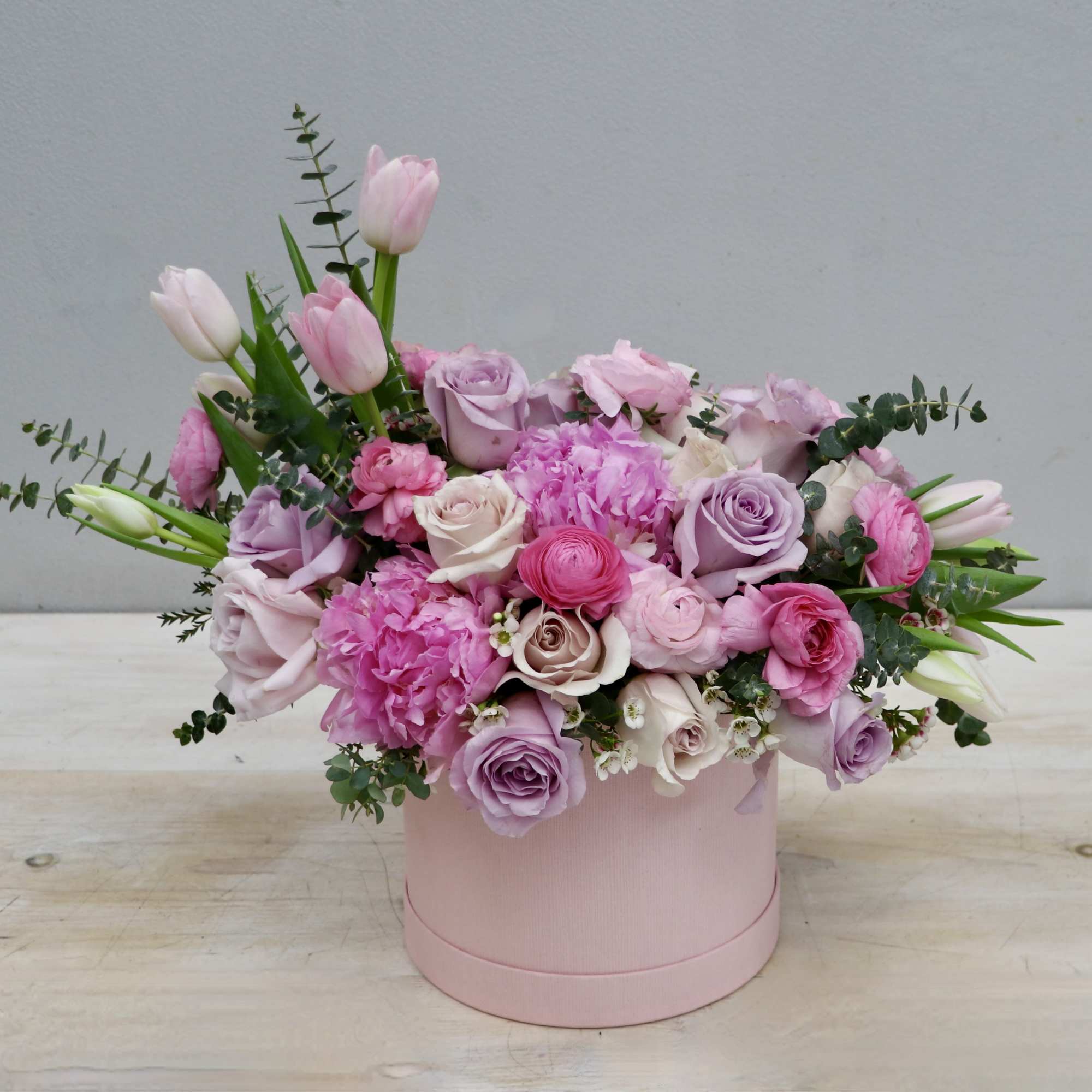 Sweet Lavender Peony Hat Box - My Glendale Florist in