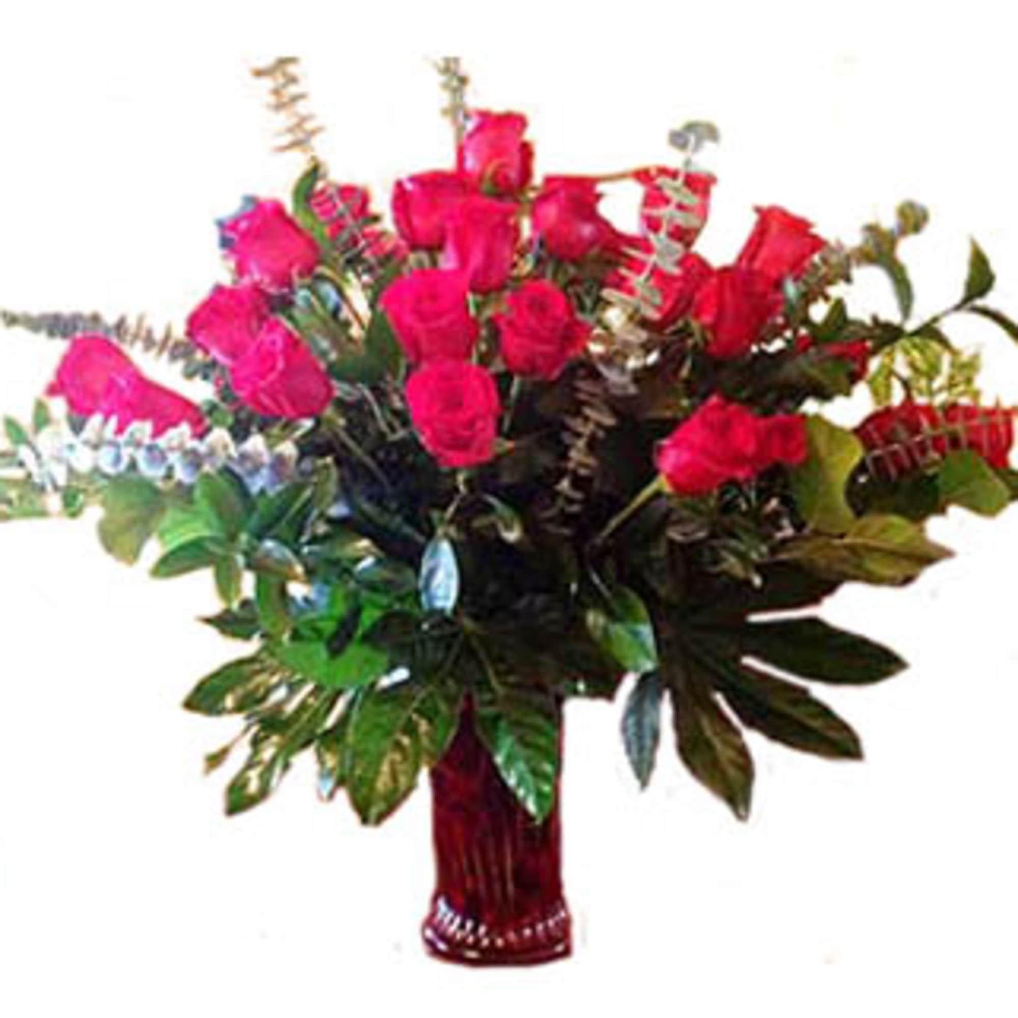 36 Red roses as shown arranged in a vase as shown.
Deluxe, the 36 Red roses as shown arranged in a vase as shown.
Deluxe, the