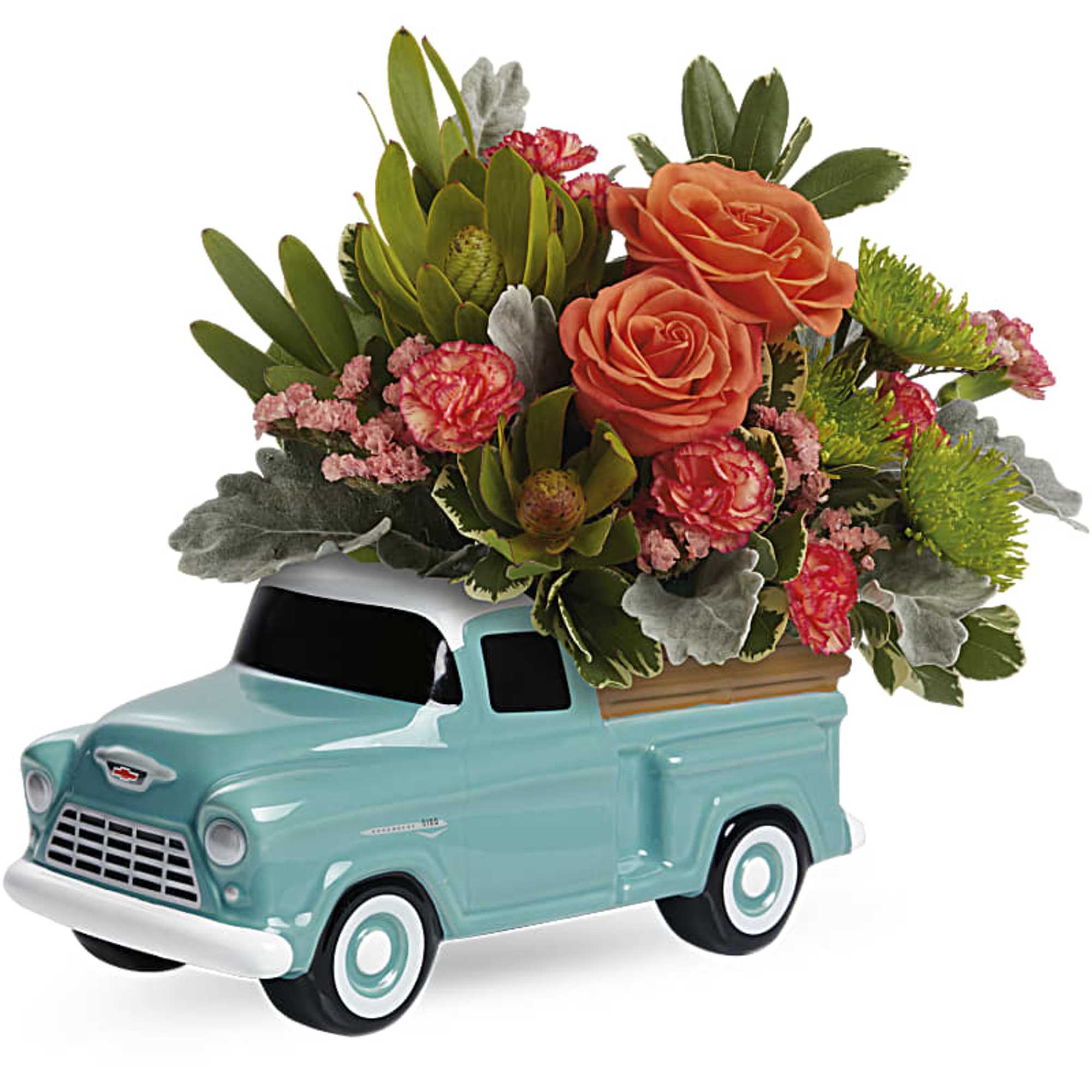 Just keep truckin&#039;! Send encouragement with this cheerful vintage Chevy keepsake, hand-glazed