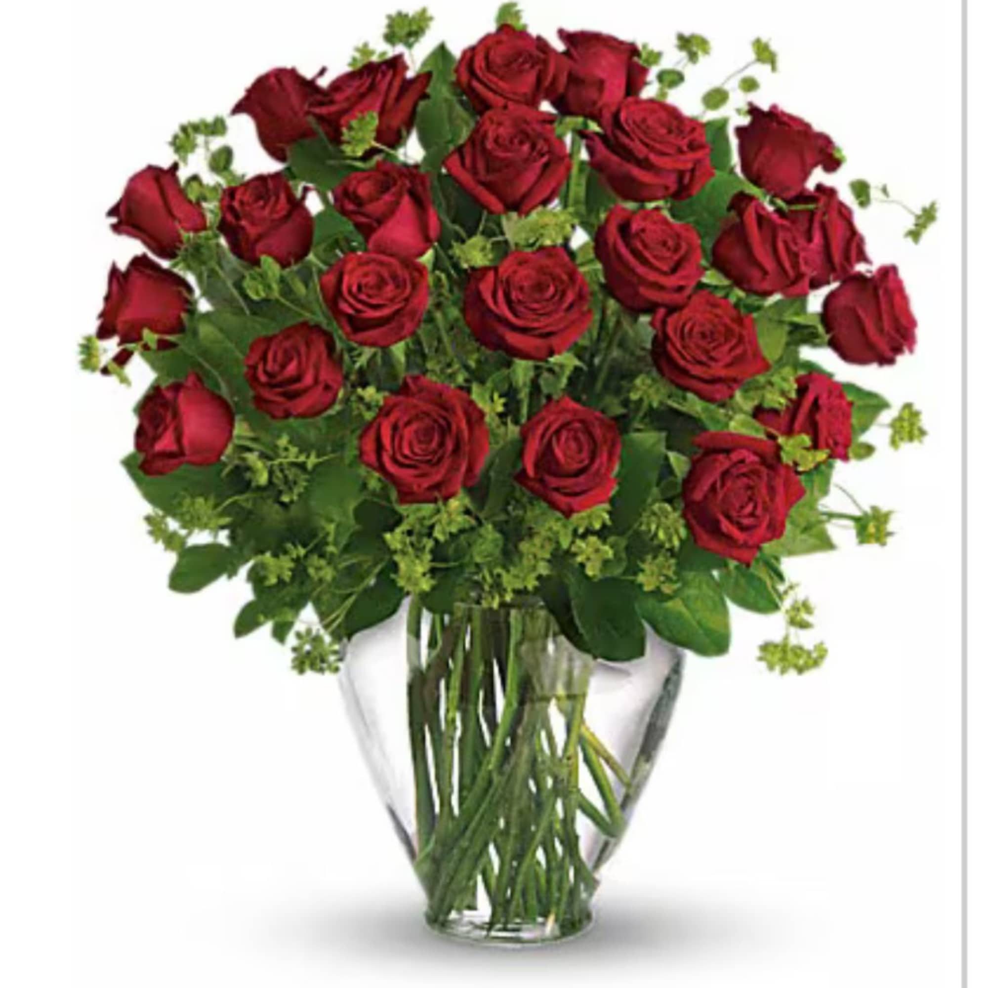 A beautiful arrangement of freedom red roses imported from Ecuador in a