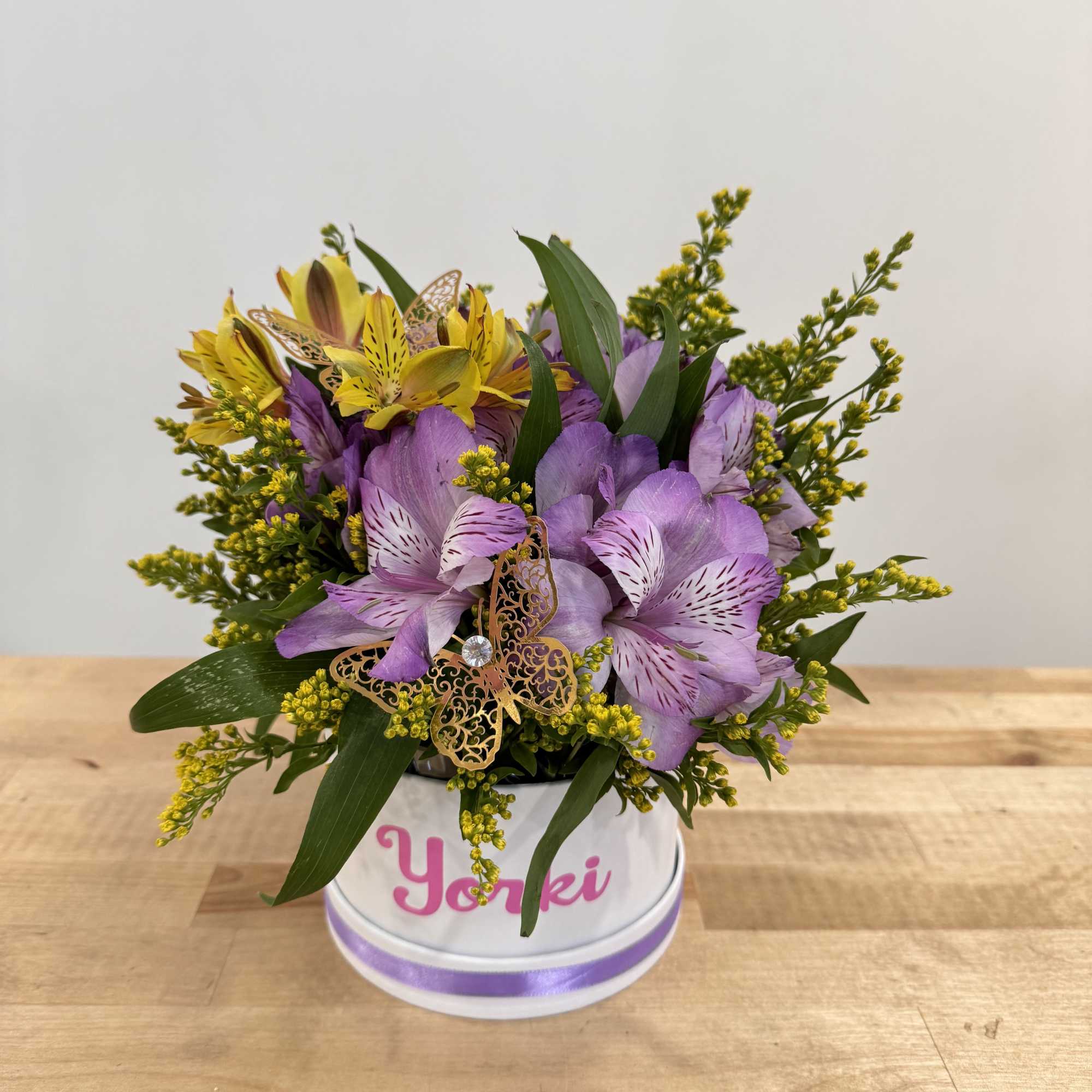 This beautiful mix of color of these alstromeria purple and yellow a