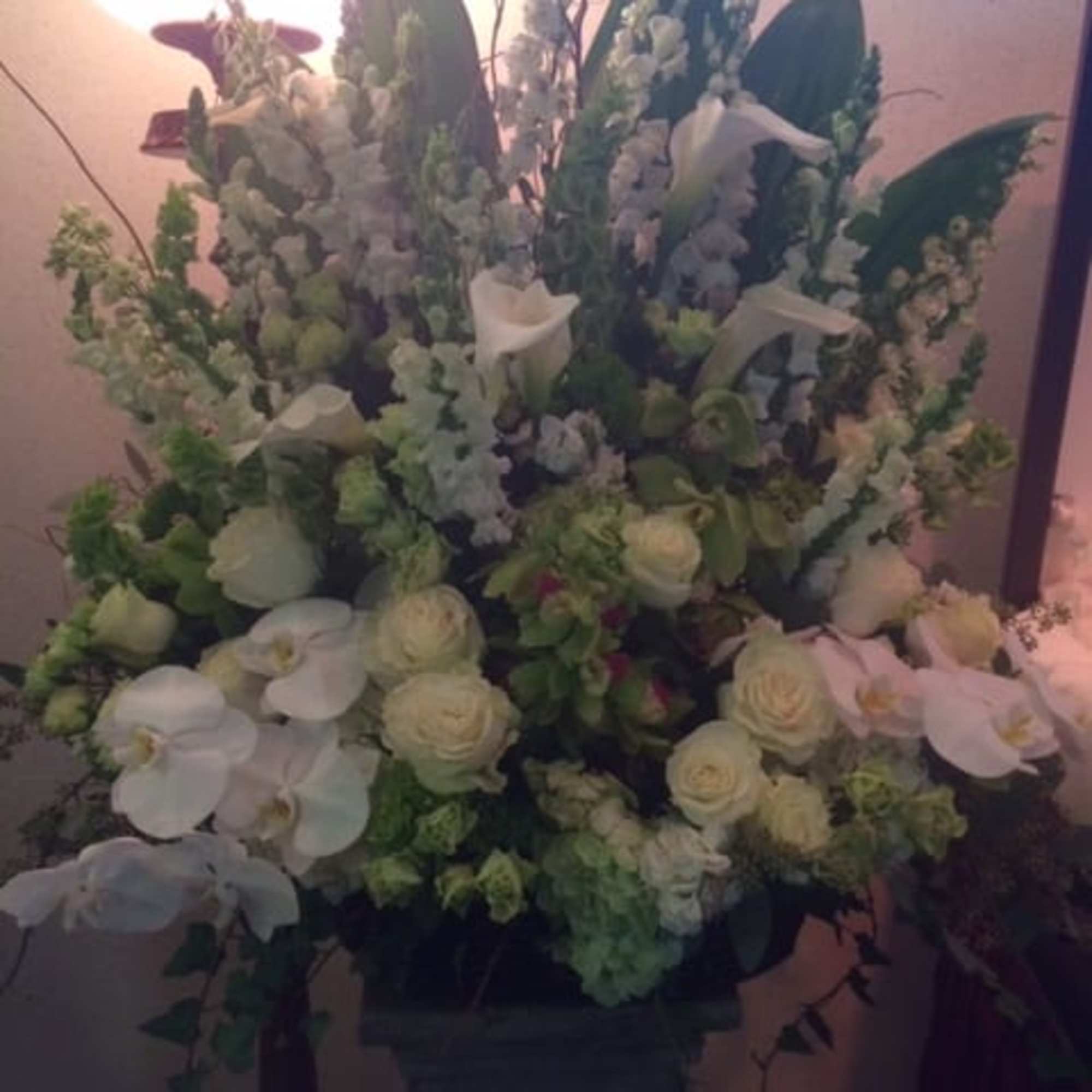 Customized magnificent assortment of white and soft green blooms. Accent colors possible- Customized magnificent assortment of white and soft green blooms. Accent colors possible-
