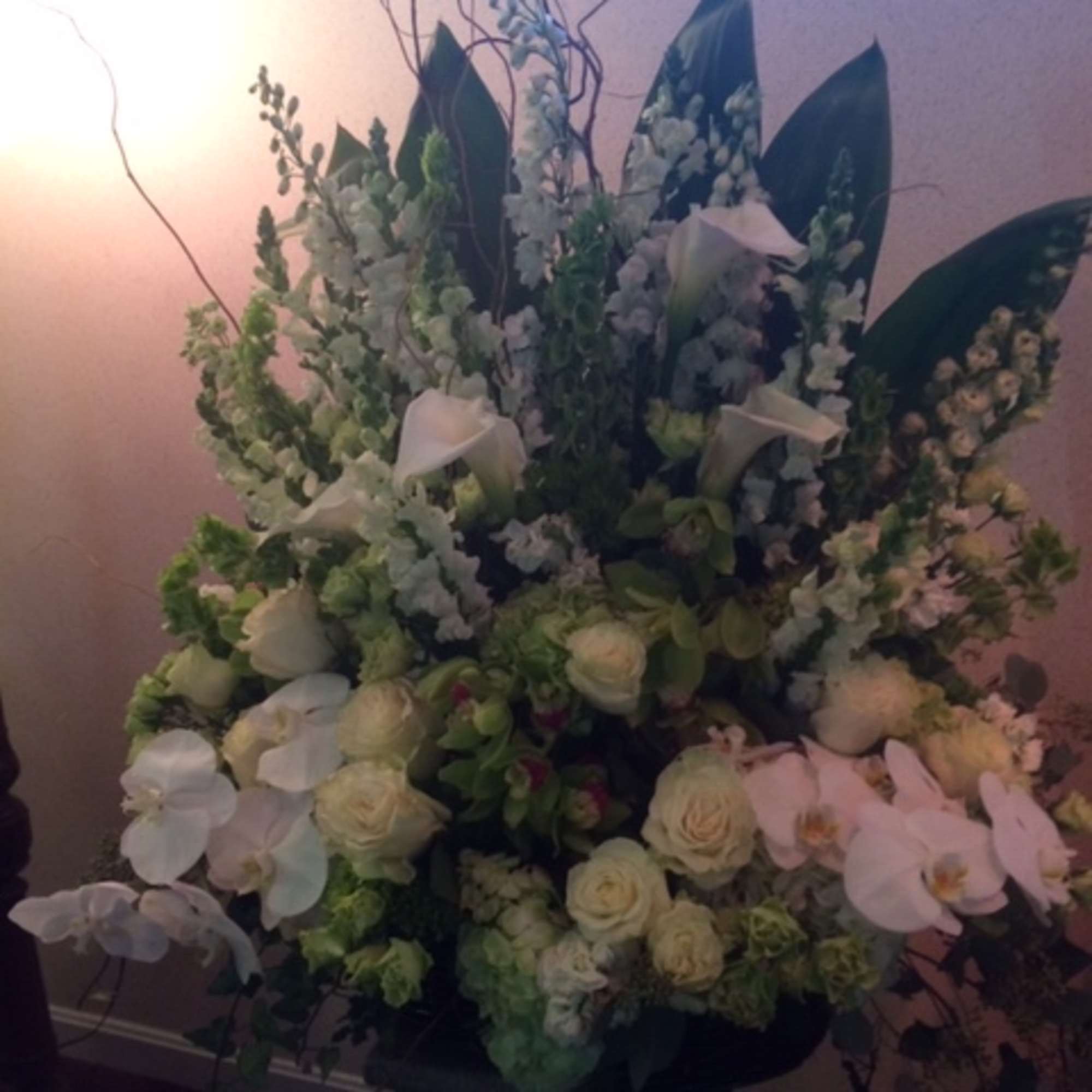Customized magnificent assortment of white and soft green blooms. Accent colors possible- Customized magnificent assortment of white and soft green blooms. Accent colors possible-