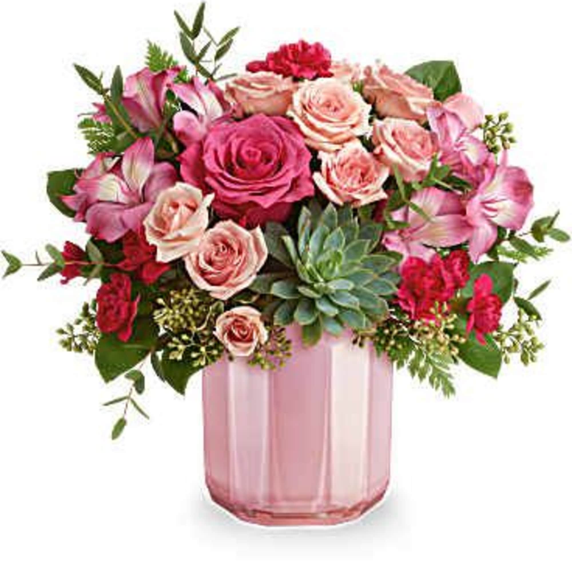 Brighten their day with this fabulous bouquet, featuring a lovely succulent, all
