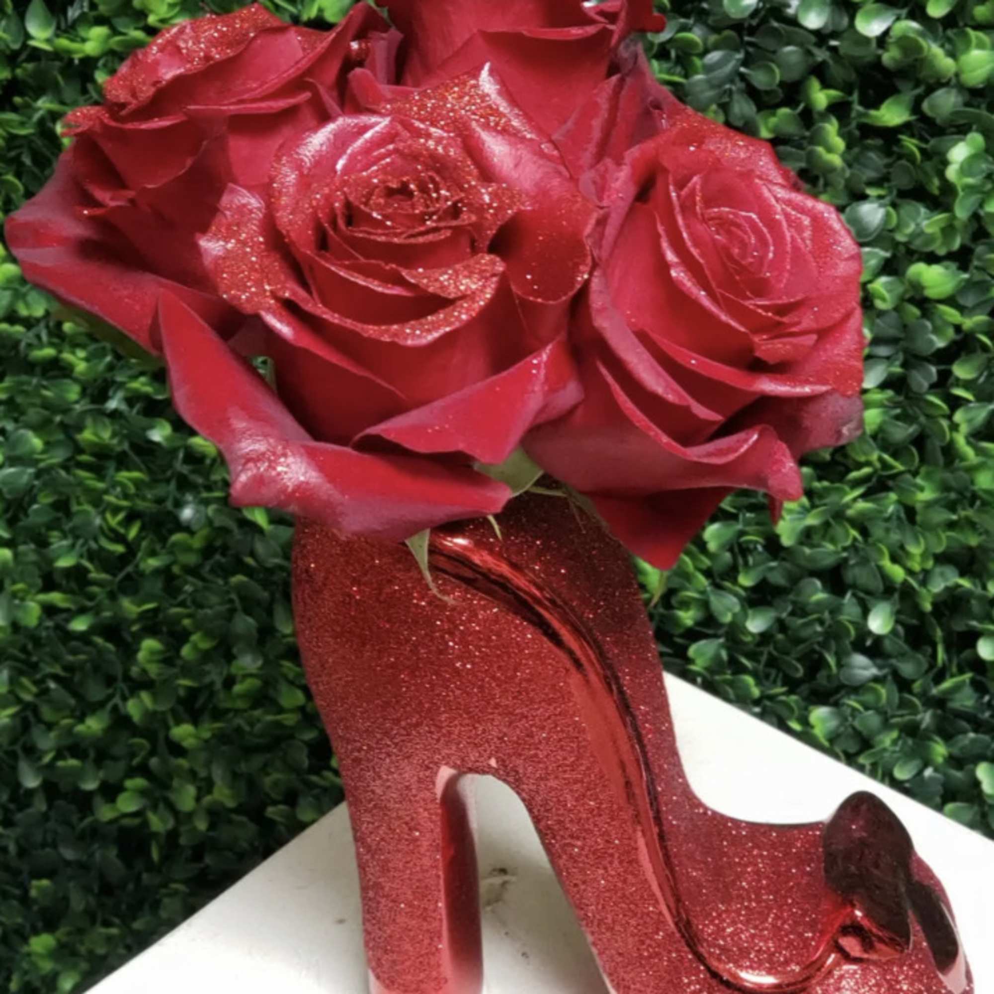 This Dainty &quot;Shoe Lovers&quot; Vase Arrangement includes 8 to 10 large bloom