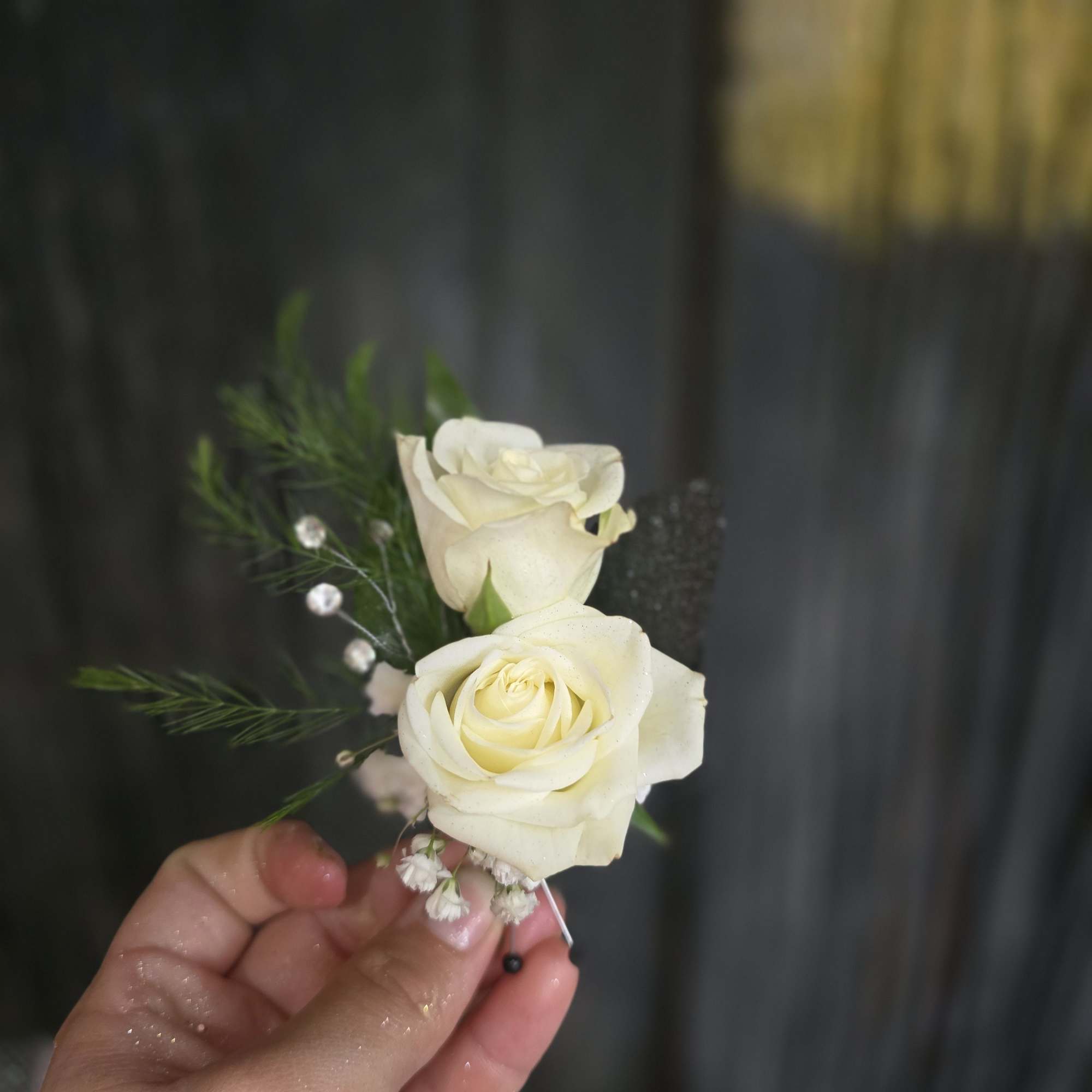 A beautiful Boutinere made in any color choice and flower type. 
Availabe